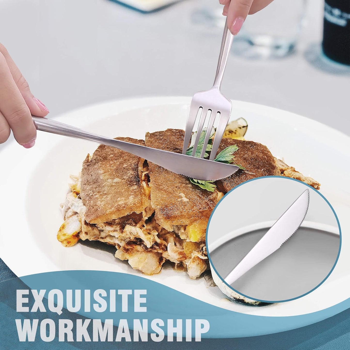 Matte Silverware Set for 6,Modern Stainless Steel Brushed Cutlery Set,30-Pieces Heavy Duty Flatware Set,Knives Spoons and Forks Set Utensils Set, Satin Finish, Dishwasher Safe