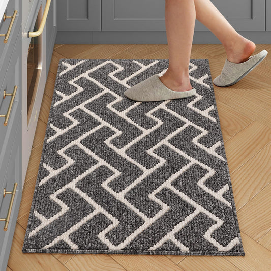 hicorfe Kitchen Rugs and Mats,Kitchen Mats for Floor,20"x31.5" Non Slip Runner Rug,Absorbent Resist Dirt Comfort Standing Mat Machine Washable for Entryway,Hallway,Front of Sink(Grey)
