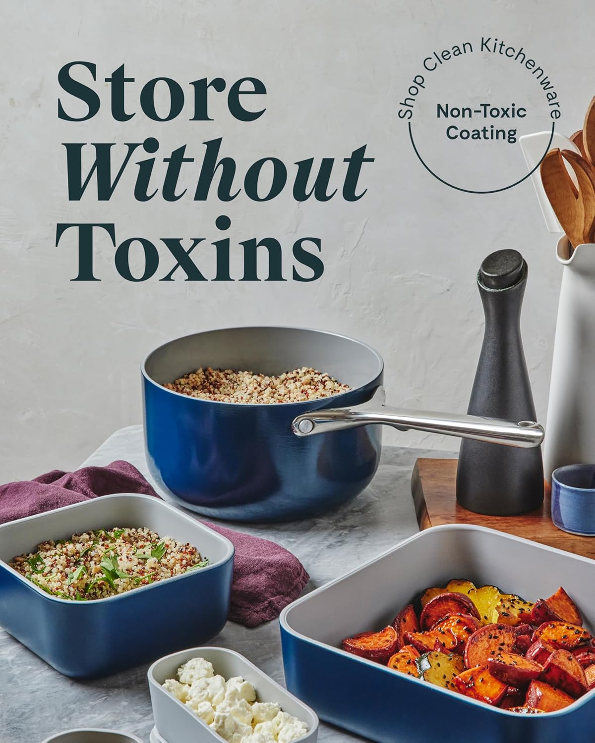 Caraway 2pc Glass Food Storage Set - 10 Cup Food Containers (2) - Ceramic Coated - Non Toxic, Non Stick Lunch Box with Lids. Dishwasher, Oven, & Microwave Safe - Perracotta