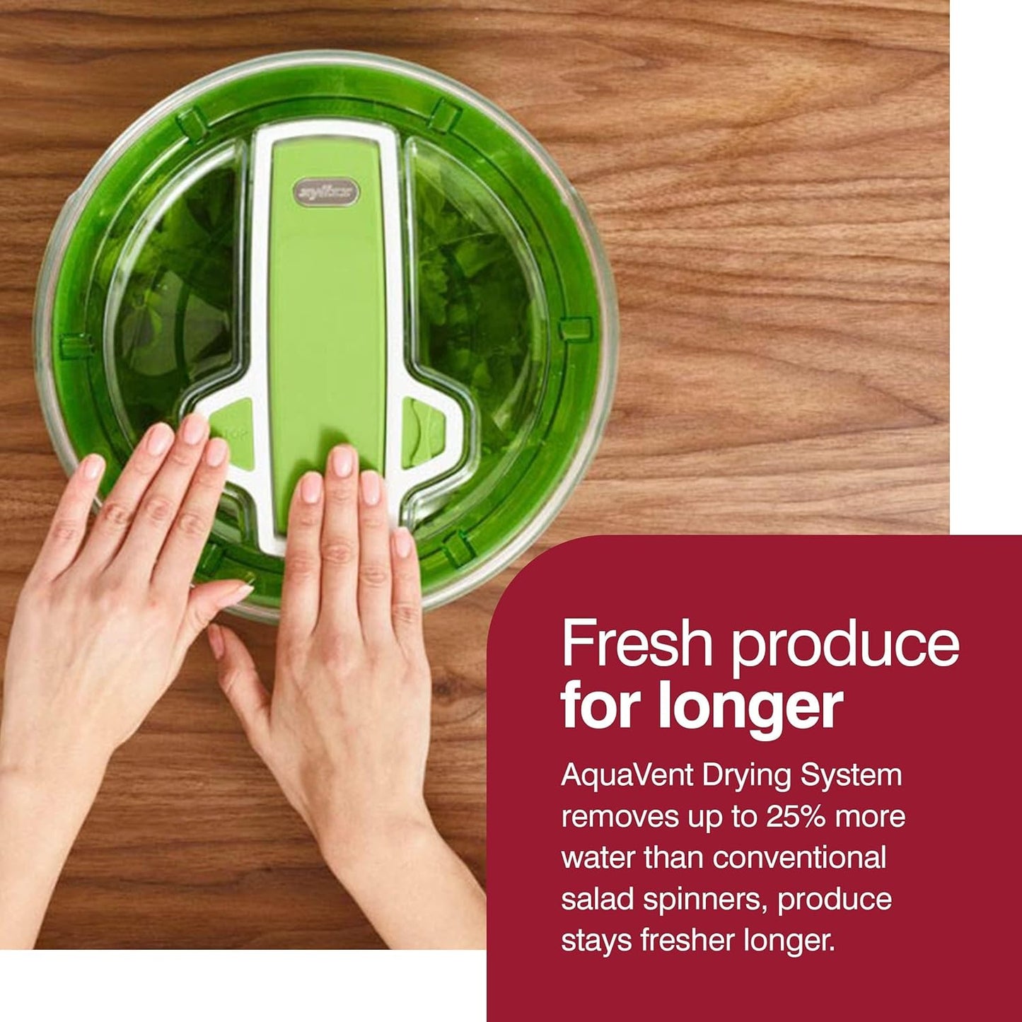 Zyliss Swift Dry Salad Spinner Large - Plastic Lettuce Colander and Spinner - Vegetable and Fruit Washer and Dryer - Dishwasher Safe Produce Tosser and Salad Spinner - Green, Large