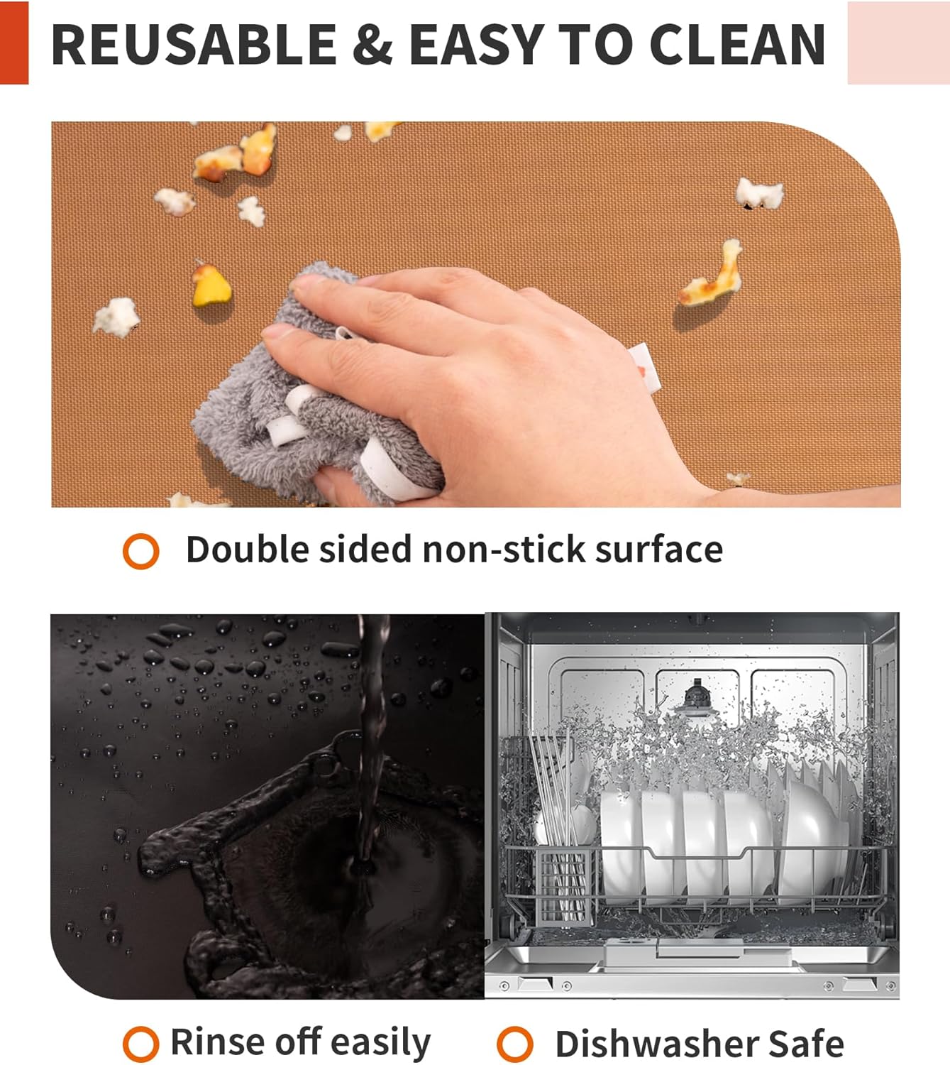 3 Pack Oven Liners for Bottom of Oven, 17x25" Large Heavy Duty Non-Stick Reusable Oven Mat for Electric, Gas, Toaster & Convection Ovens - BPA & PFOA Free, Dishwasher Safe, Kitchen Essentials, Copper