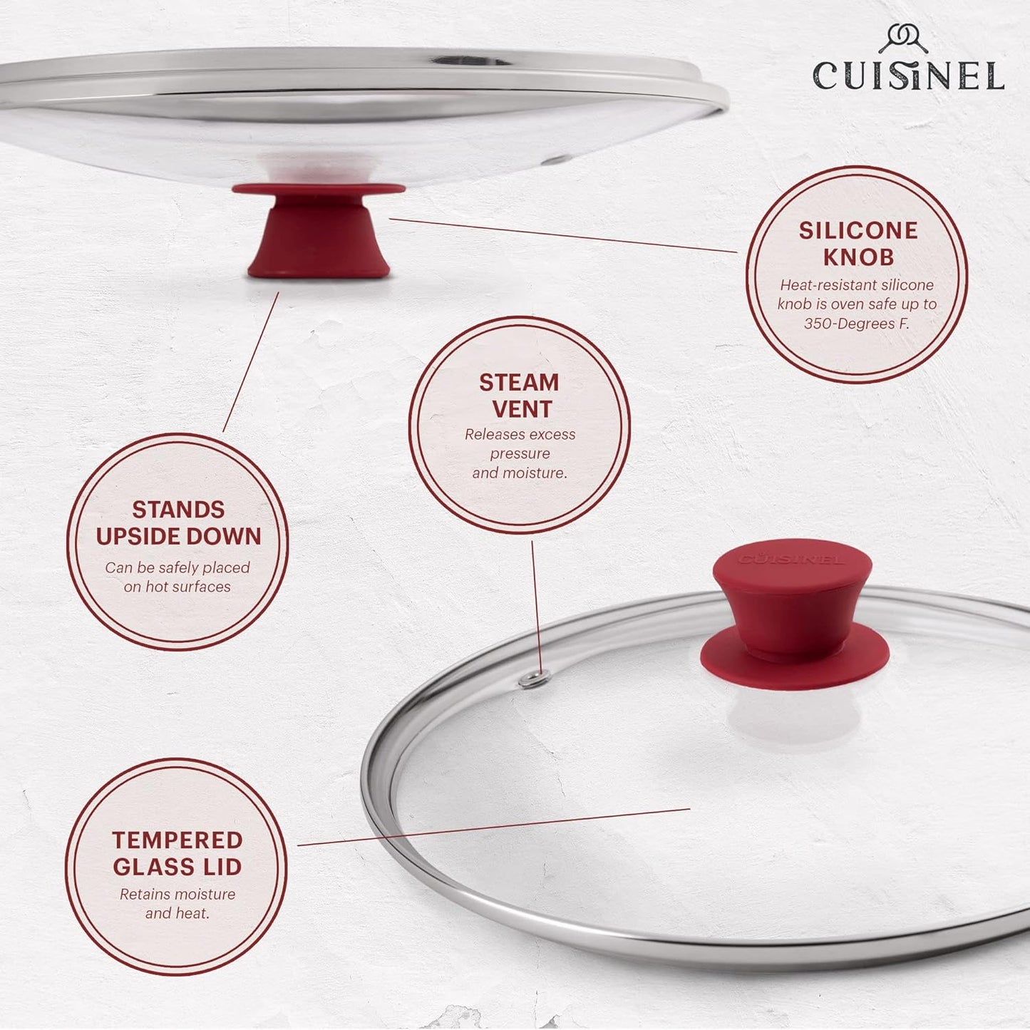 Glass Lid with Steam Vent Hole - 10"-Inch/25.4-cm - Compatible with Lodge Cast Iron Skillet Pan - Fully Assembled Universal Replacement Cover - Tempered and Oven Safe - Reinforced Stainless Steel Rim