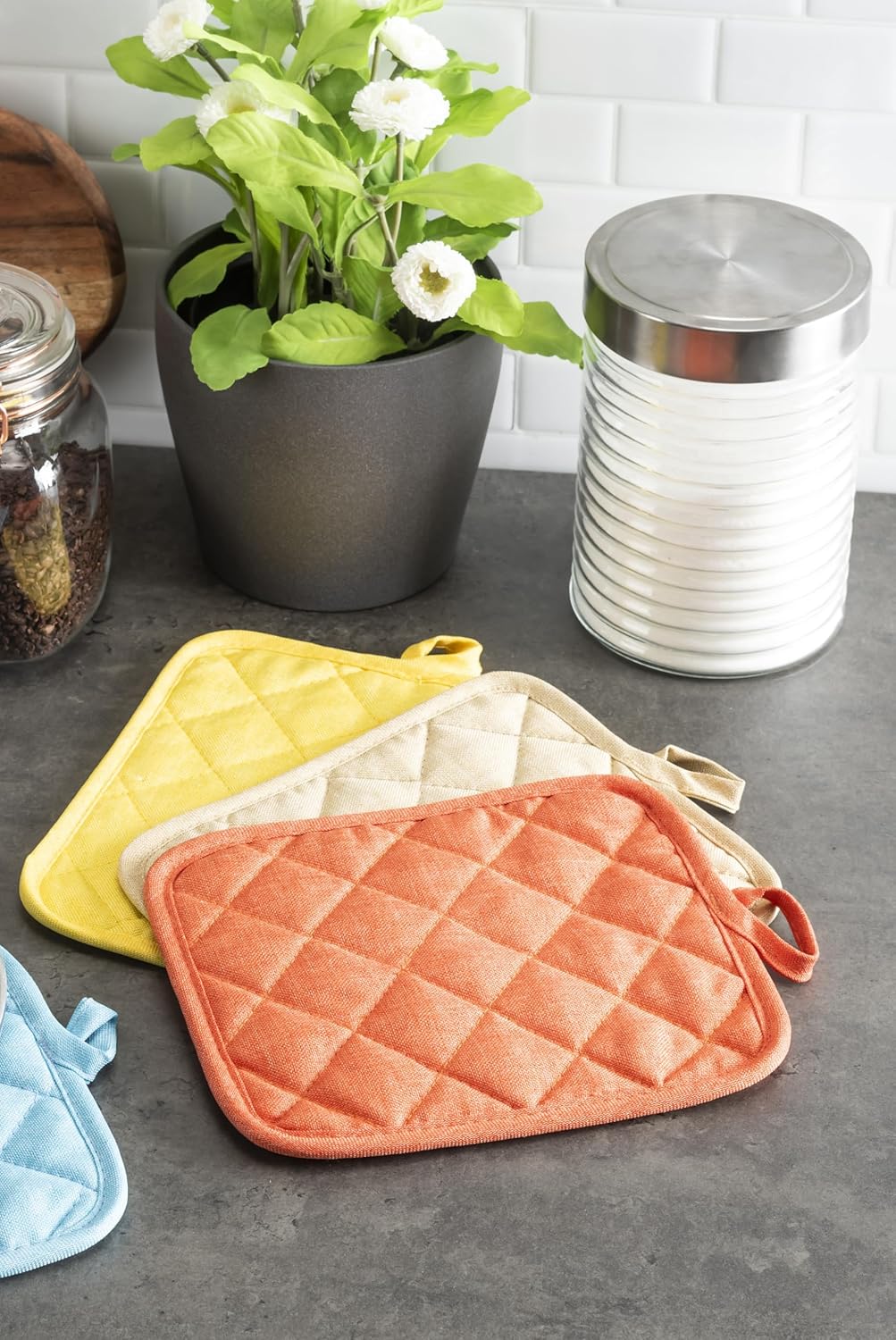 American Linen Pot Holders, Hot Pads, Table Pads for Kitchen and Dining Table, Non Slip Heat Resistant Hot Pot Holder (Multi, 8 Pack)