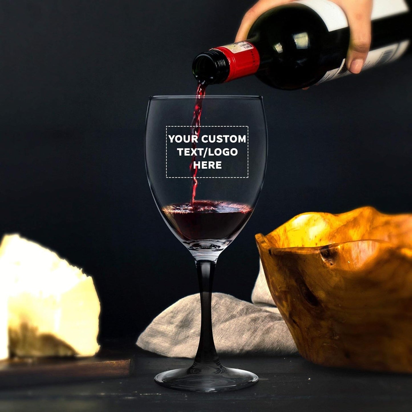 Custom Nuance Wine Glasses by ARC 10.5 oz. Set of 100, Personalized Bulk Pack - Restaurant Glassware, Perfect for Red Wine, White Wine, Cocktails - Black