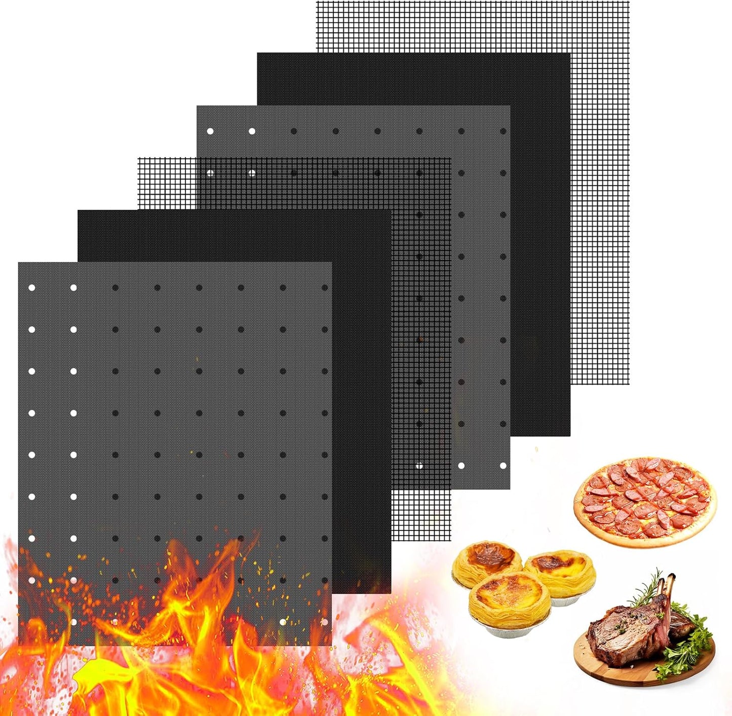 6Pcs Reusable Oven Liners for Toaster Oven, Non Stick Air Fryer Oven Liners Easy Clean Toaster Mat, Grill Baking Ma t Compatible with Cuisinart, Ninja, Kalorik Air Fryer Microwave(9 x 11 Inch)