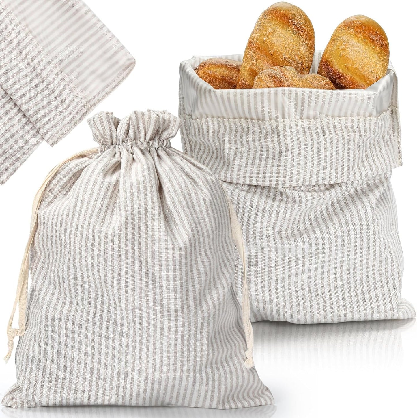 2 Pcs Lined Bread Bags for Homemade Sourdough Bread Reusable Storage Bag with Plastic 13 * 17 Inch Lined Saver Container Bag Cotton Homemade Bags(Retro Style)