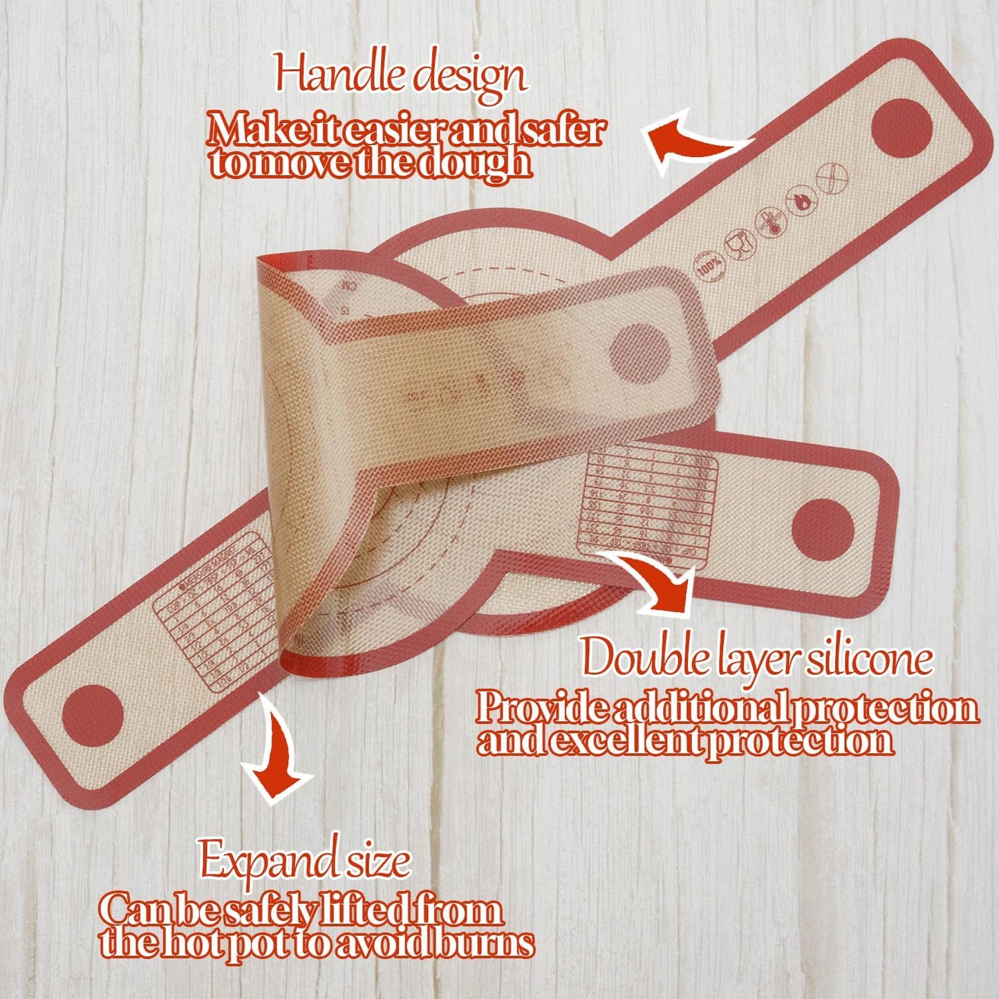 Silicone Bread Sling for Dutch Oven, 2 PCS Non-Stick & Easy Clean Reusable Silicone Bread Baking Mat with Extra Long Handles, Easy and Stable to Transfer Sourdough