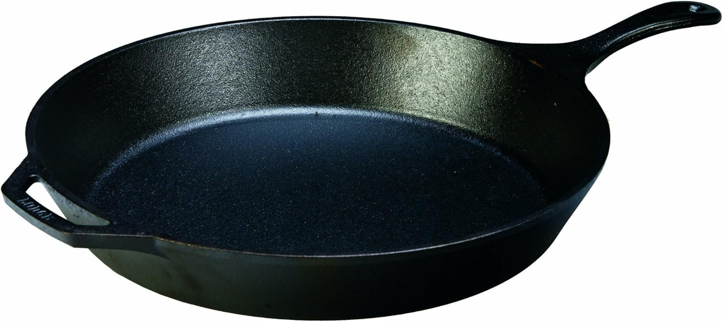 Lodge 15 Inch Cast Iron Pre-Seasoned Skillet – Signature Teardrop Handle - Use in the Oven, on the Stove, on the Grill, or Over a Campfire, Black