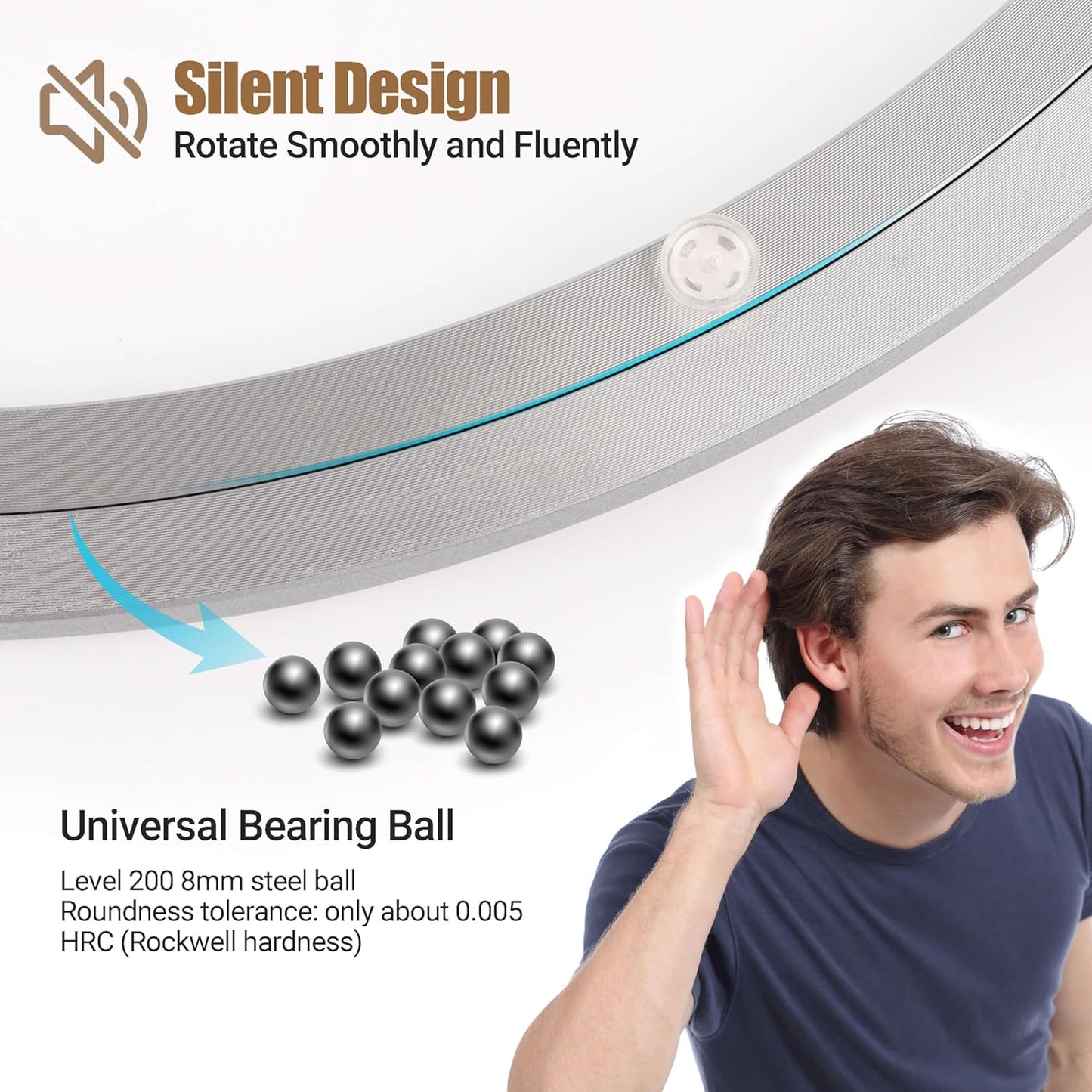 20 Inch Lazy Susan Bearing Heavy-Duty Aluminium Alloy Turntable Bearing, Mute Turntable Ball Bearing, Lazy Susan Rotating Turntable Bearing for Dining and DIY Dotating Furniture(Capacity up to 440lb)