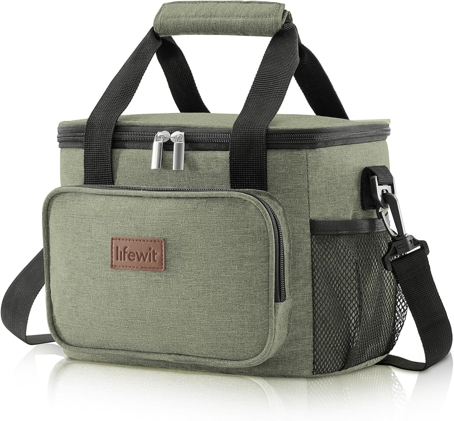 Lifewit Medium Lunch Bag Insulated Lunch Box Soft Cooler Cooling Tote for Adult Men Women, Dark Green 12-Can (9L)