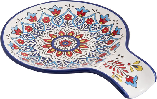 Bico Boho Totem Spoon Rest for Stove Top, Ceramic Spoon Holder for Kitchen Counter, Easy to Clean Coffee Spoon Rest Dishwasher Safe, Kitchen Cooking Utensil Rest for Ladles Spatula