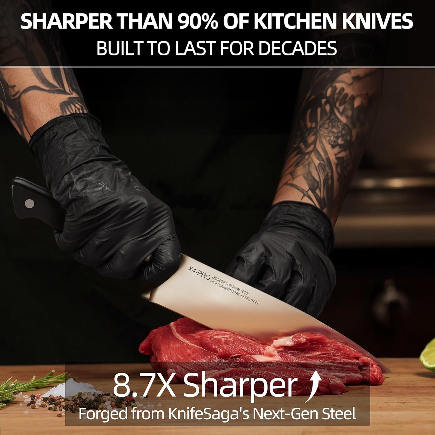 Knife Set, 15 Pcs Kitchen Knife Block Set, Enduring Razor-Sharp Japanese High Carbon Stainless Steel Chef Knife Set with Block and Sharpener, Premium Knives Set for Kitchen, Black Natural Wood