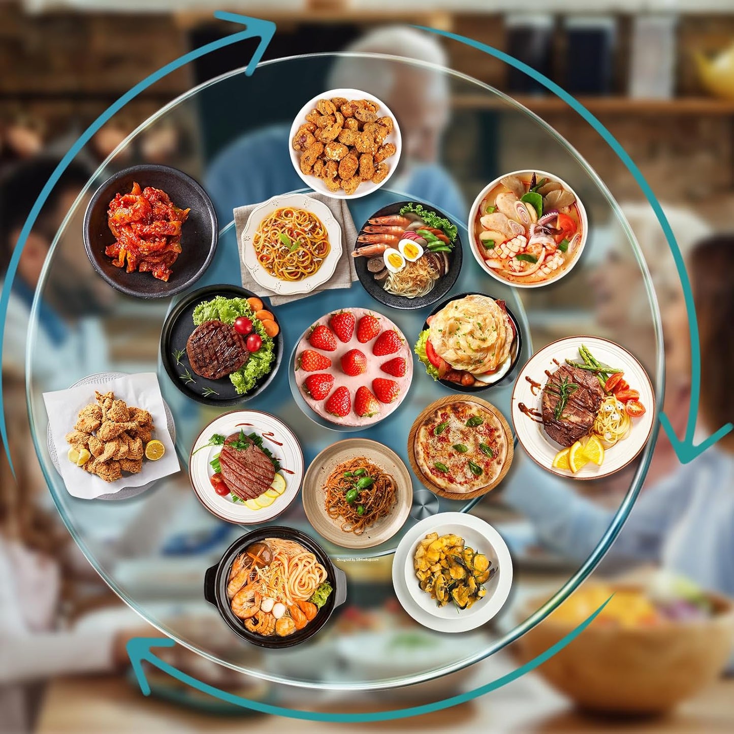 20" Large Lazy Susan for Dining Table Kitchen Glass Turntable with Aluminum Alloy Bearing, Smooth Swivel