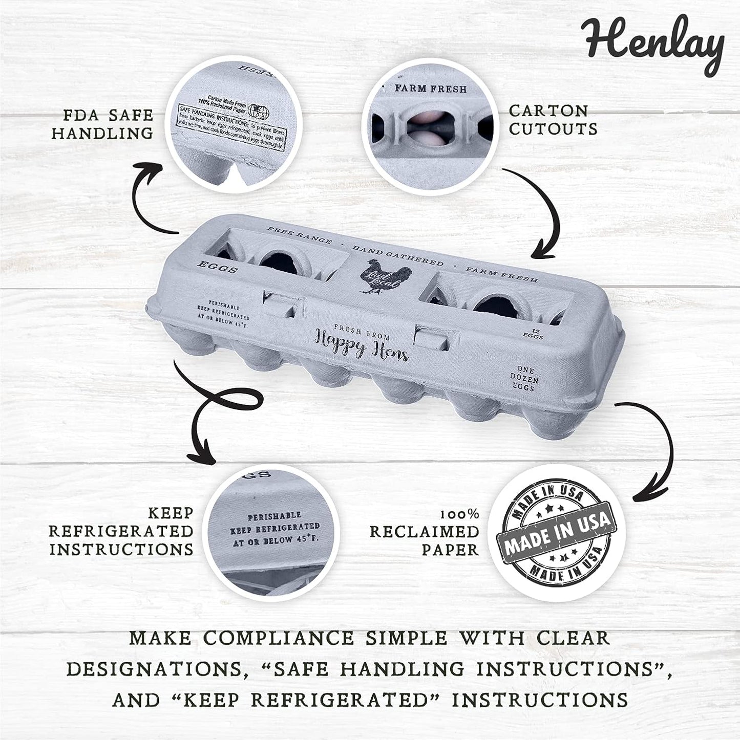 250 Egg Cartons- Bulk Value Bundle- Adorable Printed Design for Farm Fresh Eggs, Recycled Paper Cardboard, Sturdy & Reusable, Holds up to XL Chicken Eggs