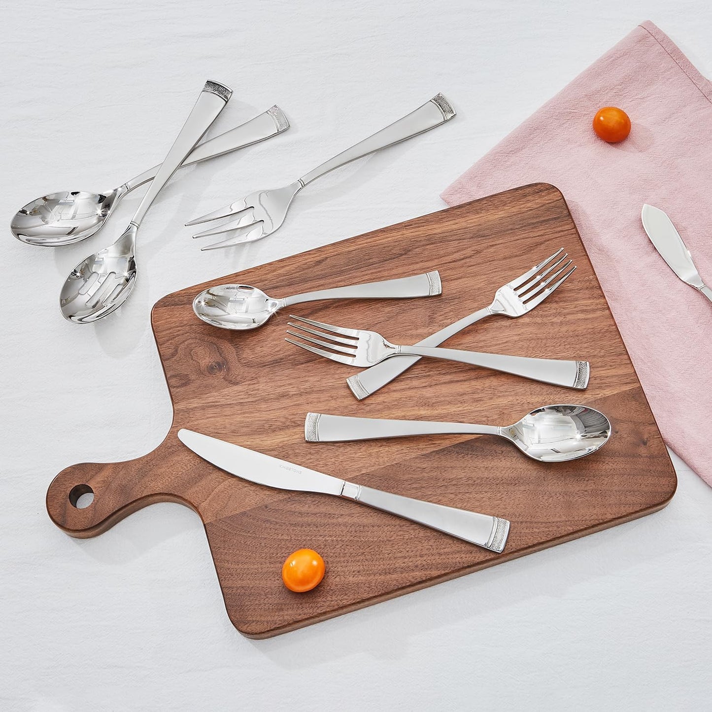 KINGSTONE Silverware Set, 30-Piece Flatware Set for 6, 18/10 Stainless Steel Cutlery Set with Bead Edge, Utensil for Kitchen, Home, Party, Wedding, Mirror Polished, Dishwasher Safe