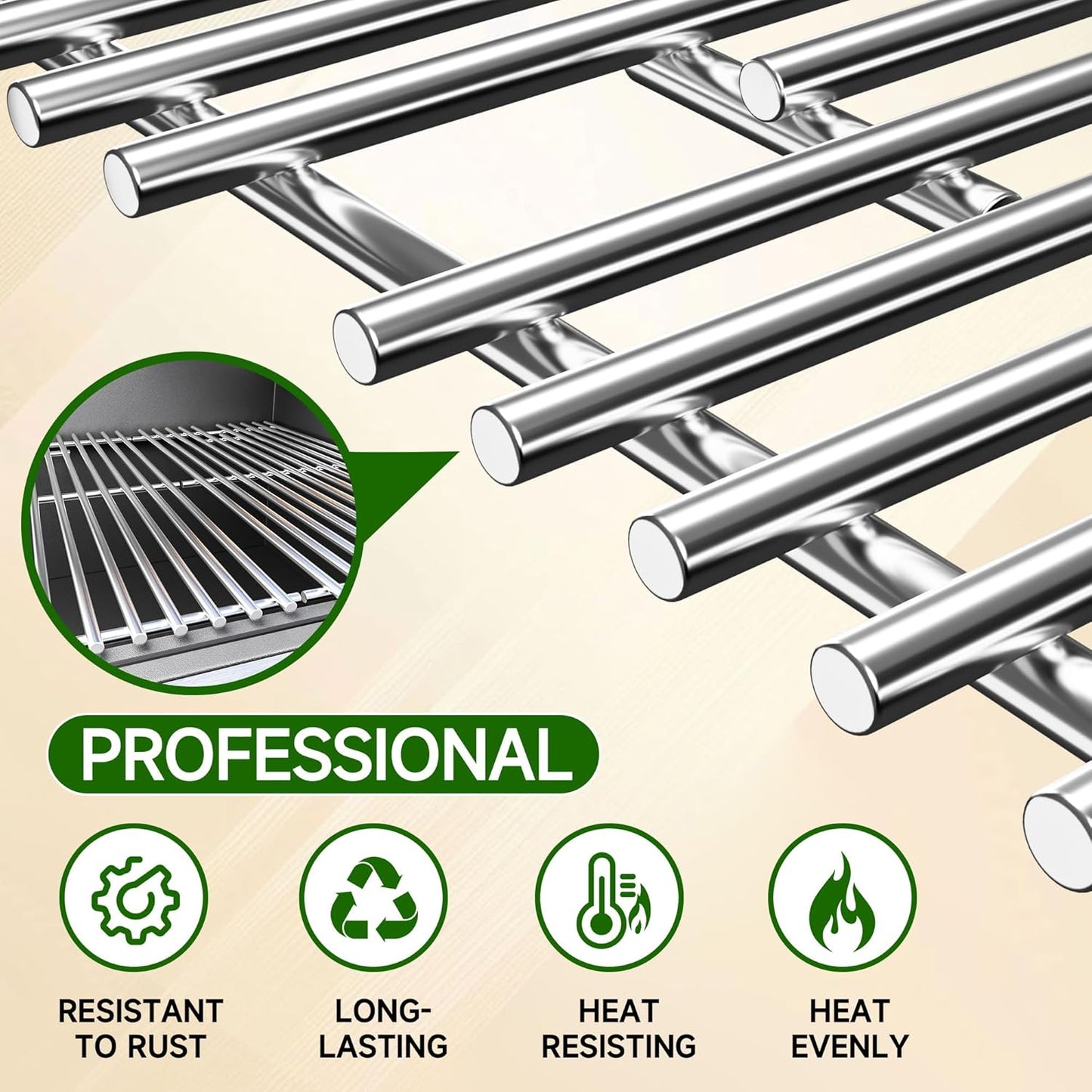 17.5 inch Grill Cooking Grates for Weber Spirit E210 E-220 S210 S-220 Spirit 200&Spirit II 200 Series Gas Grills with Front Control, Stainless Steel Grates Replacement Parts for Weber 7637 Gas Grills