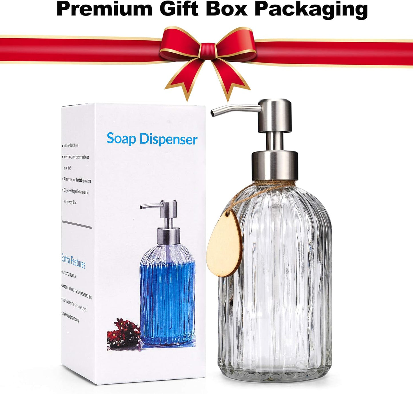 2025 Version soap Dispenser with Silicone Pad – Premium Quality – Dish Soap Dispenser, Hand Soap Dispenser – Rust Proof Stainless Steel Pump – Ideal for Kitchen Dish Soap, Bathroom Soap