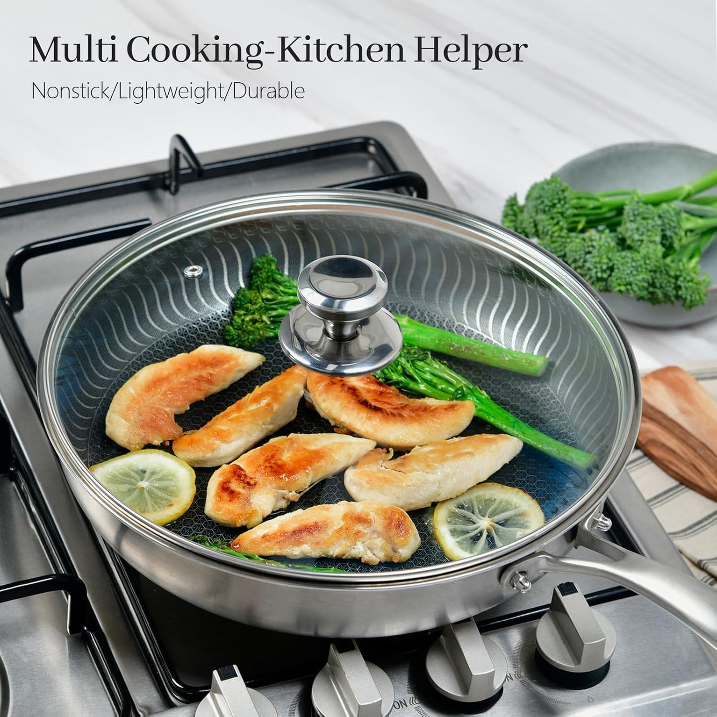 10.25 In Glass Lid for Frying Pan, Tempered Replacement Cover for All 10.25 inches Cookware for Skillets, Round Cast Iron, Cast Aluminium, Stainless Steel Pans &Pots