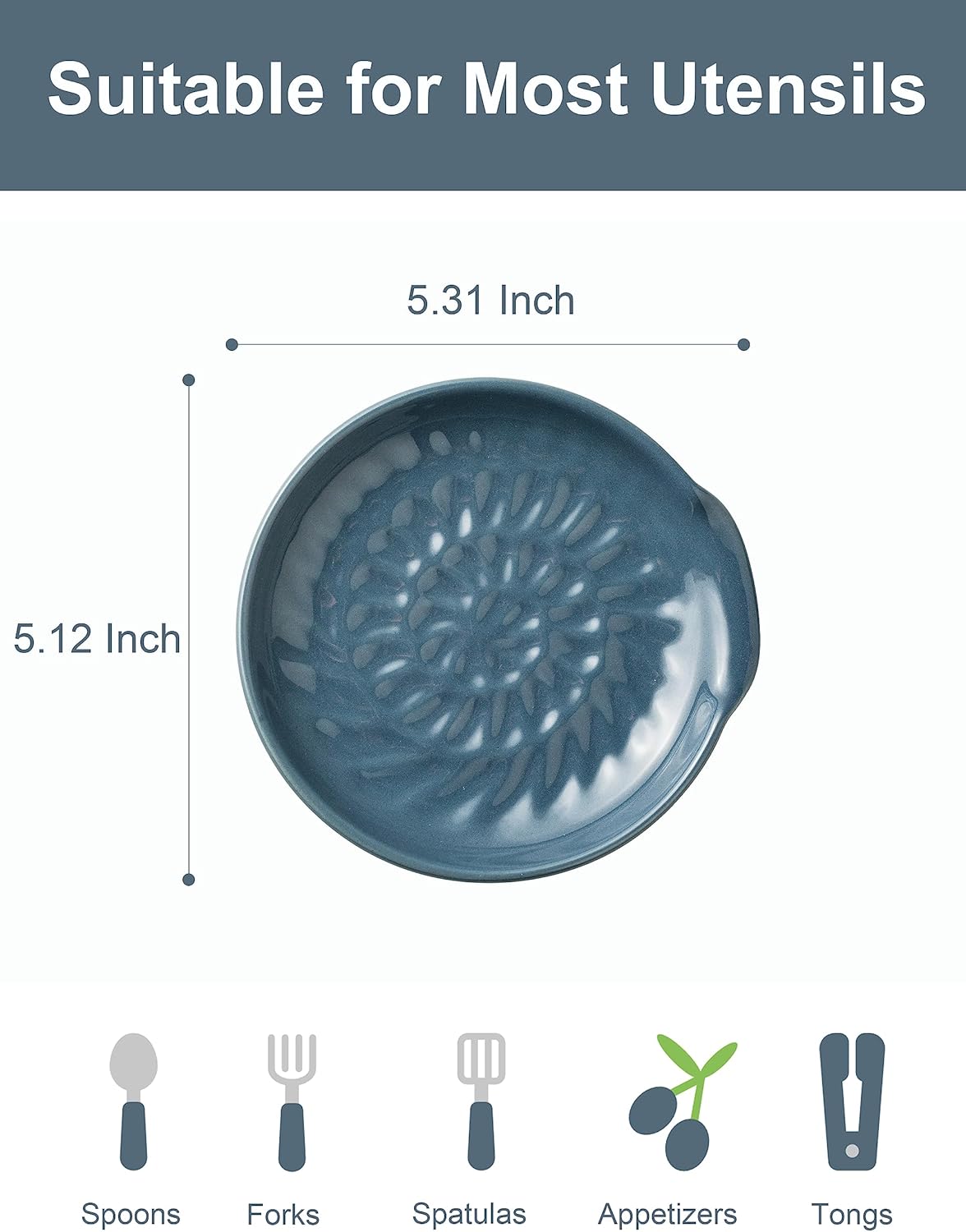 Spoon Holder for Stove Top, Ceramic Spoon Rest for Multiple Utensils, Large Spoon Rest for Stove Top, Modern Farmhouse Kitchen Decor Utensil Holder for Spoons Ladles Tongs Spatula