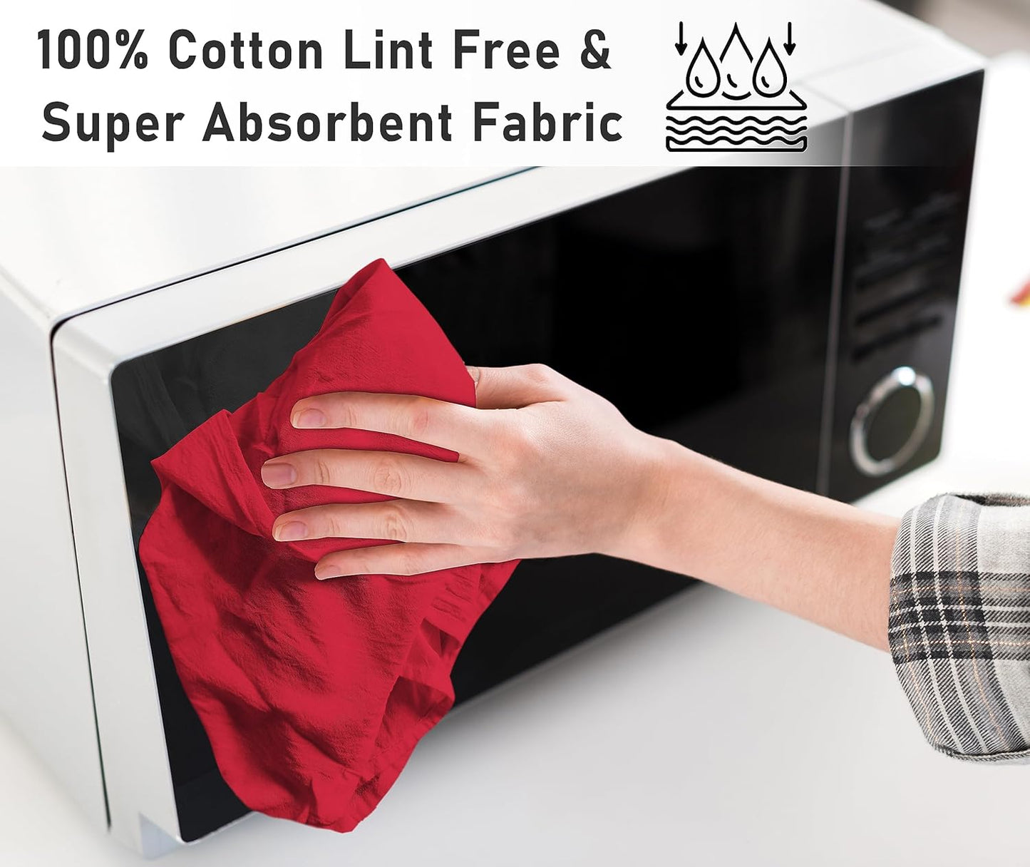 RUVANTI Flour Sack Towels 12 Pack 28 x 28 Inches, Ring Spun 100% Cotton Dish Towel, Machine Washable, Absorbent - Flour Sack Kitchen Towels for Drying and Cleaning - Red