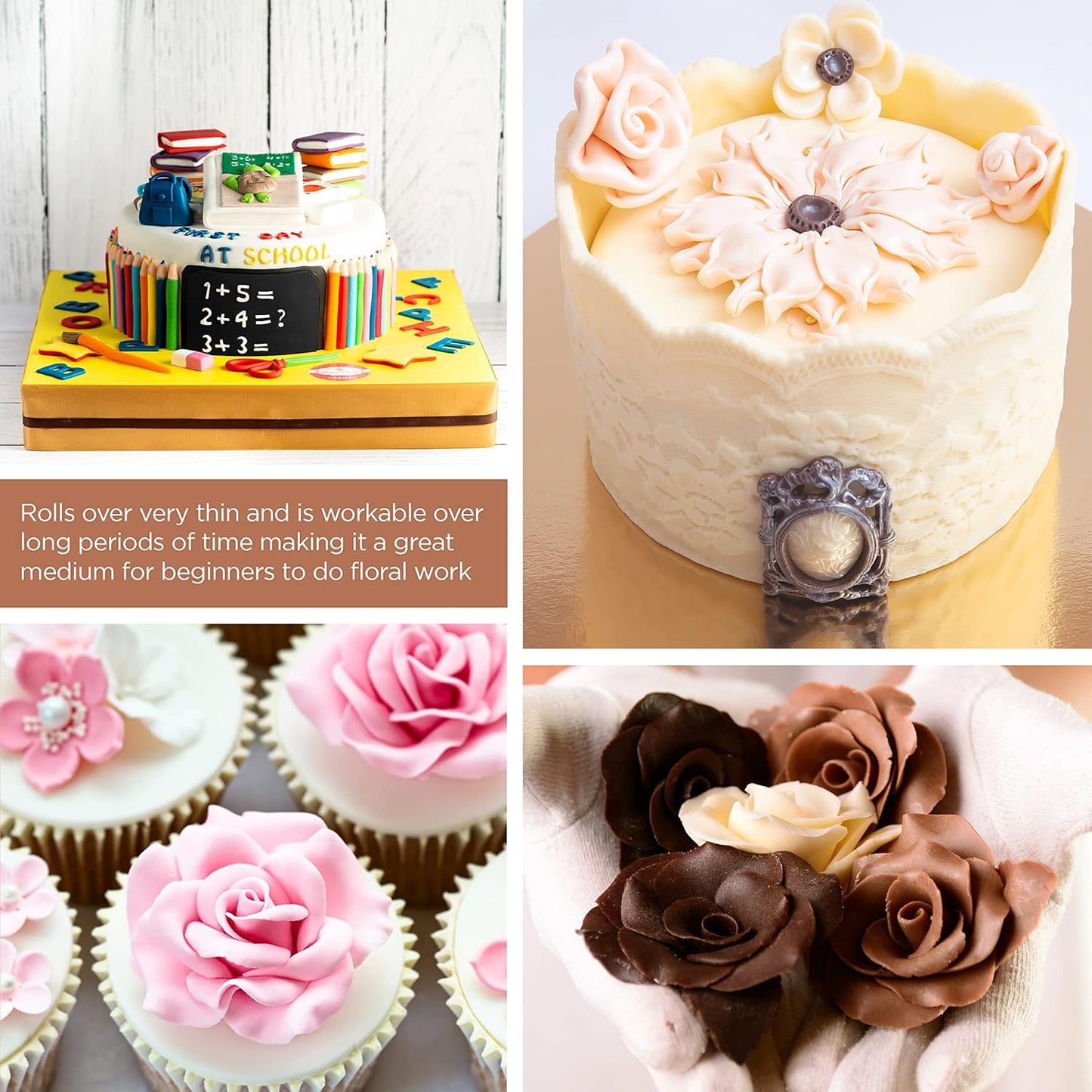 Bakerpan Bright White Modeling Chocolate - 1 Pound - Sculpt Cakes, Model Figurines, and Create Cake Toppers (Made in USA)