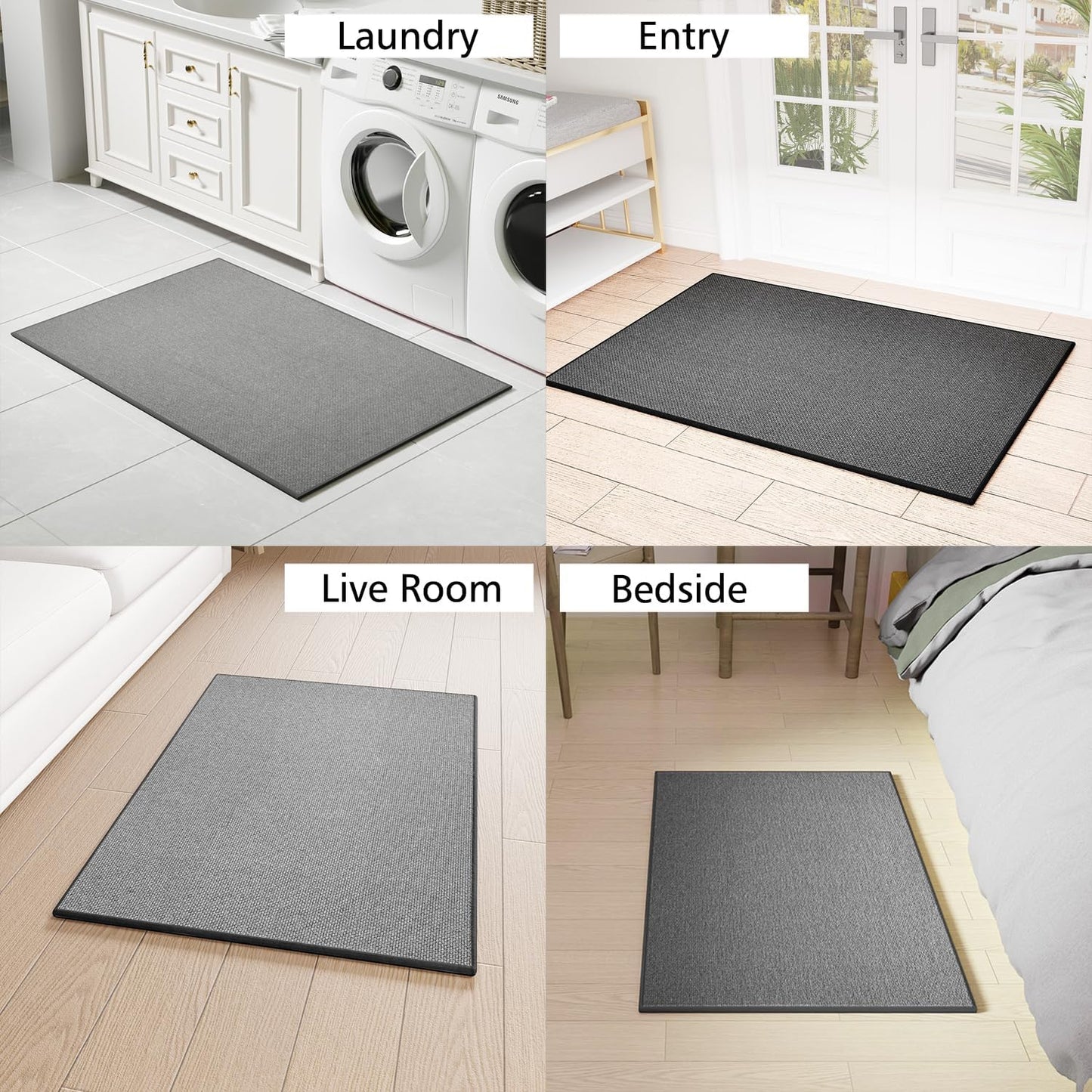 Kitchen Mat 1 PCS, Cushioned Non Slip Rugs for Kitchen Floor, Absorbent Runner Comfort Standing Mats Washable for Kitchen, Office, Home (Black, 24"x36")