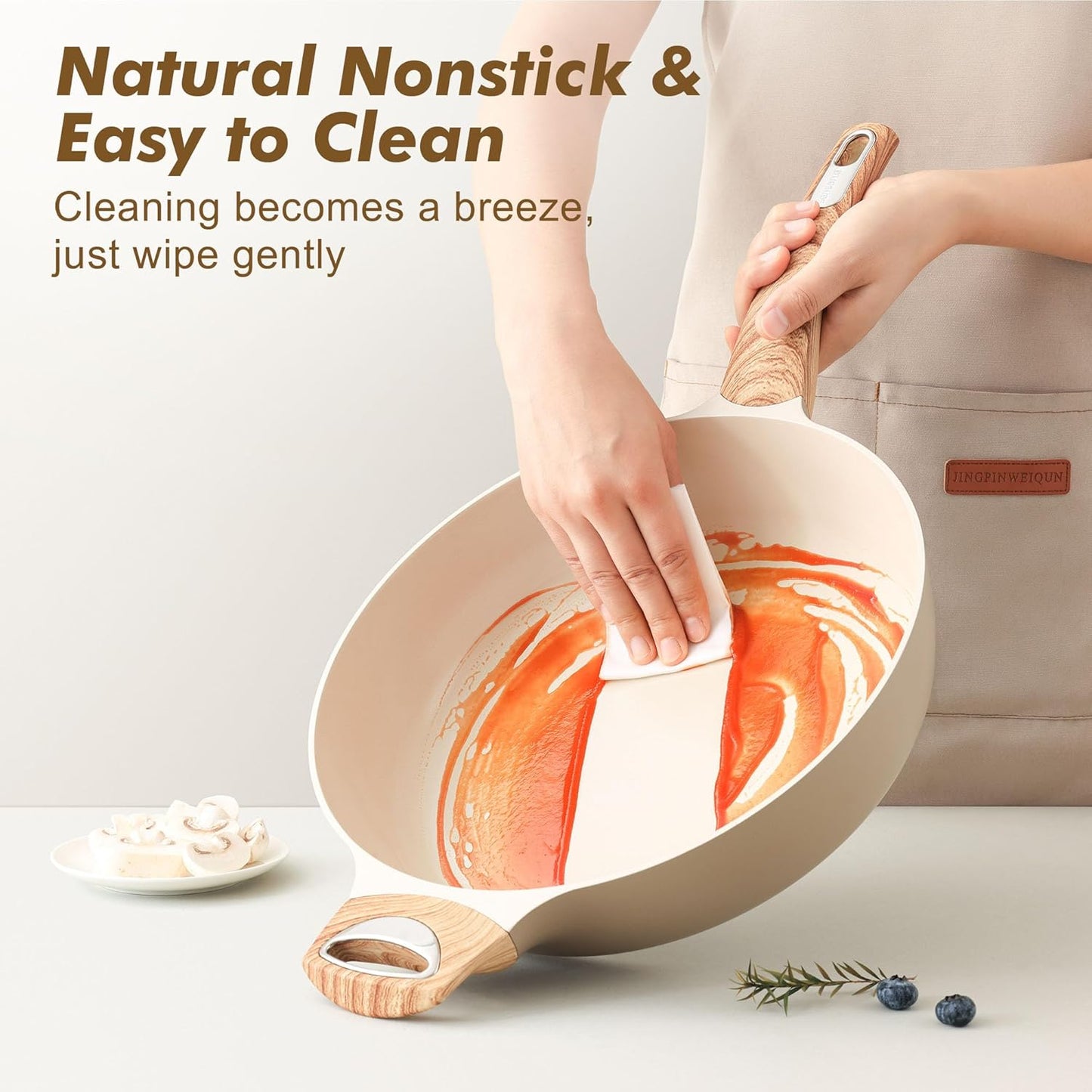 SENSARTE Ceramic Nonstick Frying Pan Skillet with Lid, 10.5 Inch Deep Frying Pan, 3.8 Qt Saute Pan, Induction Pan, Healthy Non Toxic Cooking Pan with Helper Handle, PFOA PFAS PTFE Free