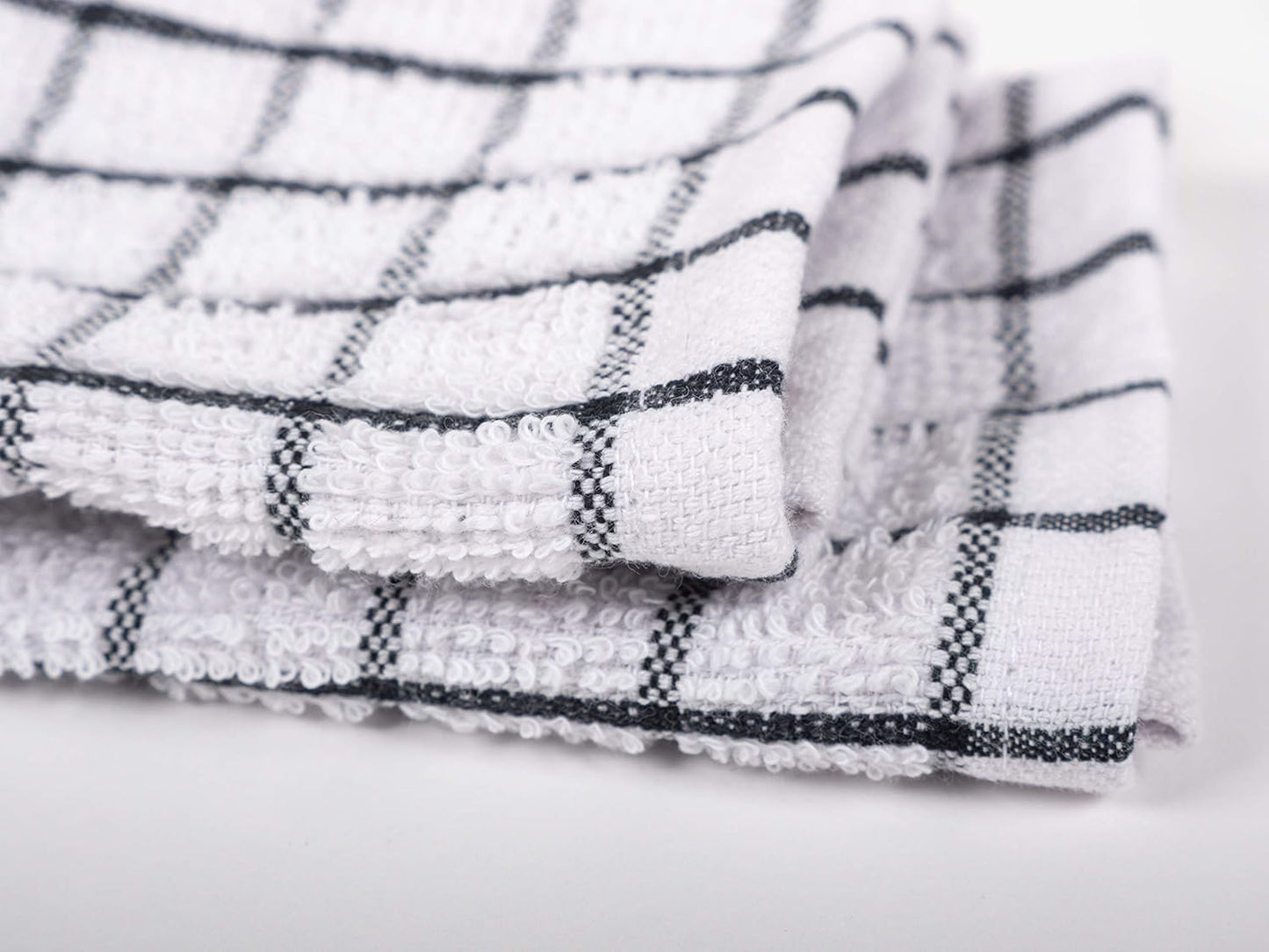 KAF Home Pantry 100% Cotton Checkered Grid Dish Cloths | Set of 6, 12 x 12 Inches | Absorbent and Machine Washable | Perfect for Cleaning Counters, and Any Household Spills - Black