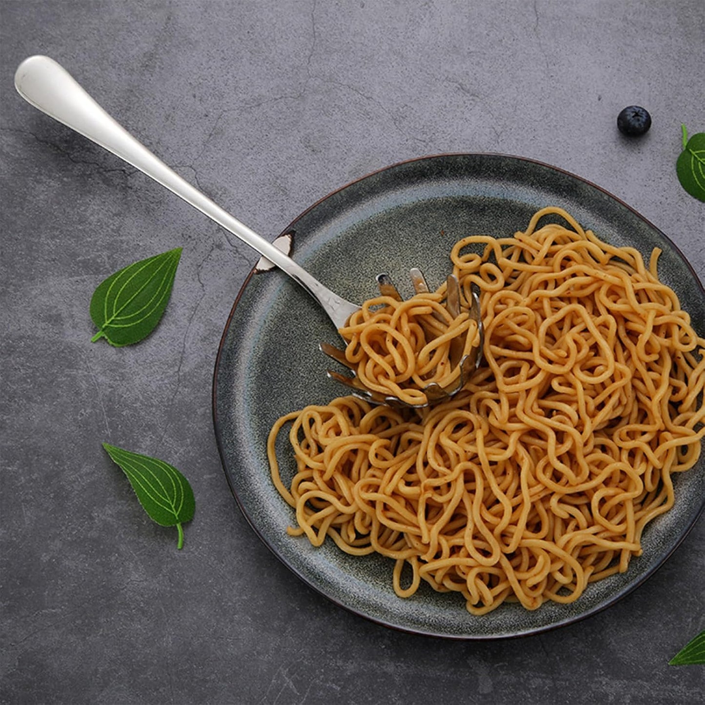 Stainless Steel Pasta Spoon, Spaghetti Spoons Server, Spaghetti Fork with Ergonomic Handle, Noodle Utensil for Kitchen, 9. 4inch