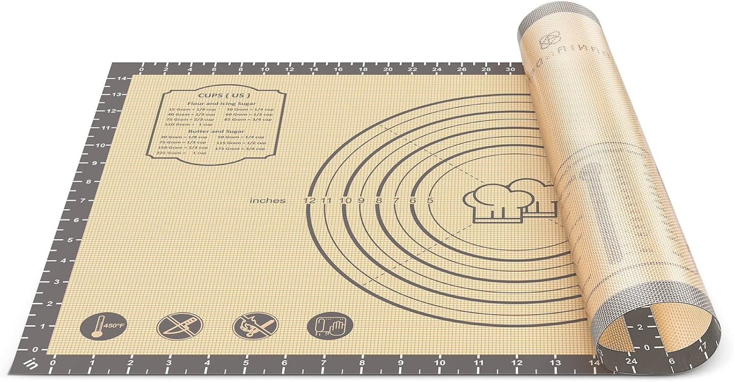 Silicone Pastry Mat, 36" x 24" Extra Large Non Stick Baking Mat with Measurement Non-slip Silicone Dough Rolling Mat for Making Cookies, Oven Liner, Fondant/Pie Crust Mat