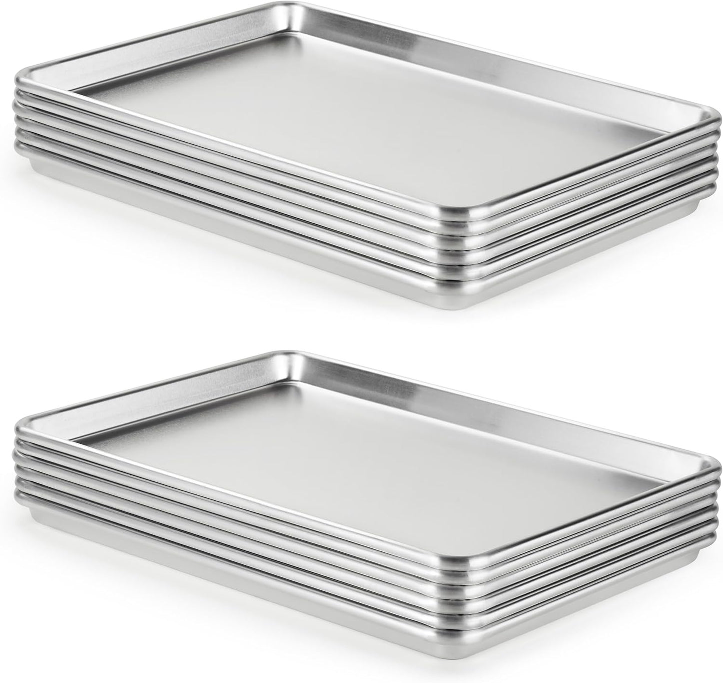 CURTA 12 Pack Aluminum Sheet Pan, NSF Listed Half Size 18 x 13 inch Commercial Bakery Cake Bun Pan, Baking Tray