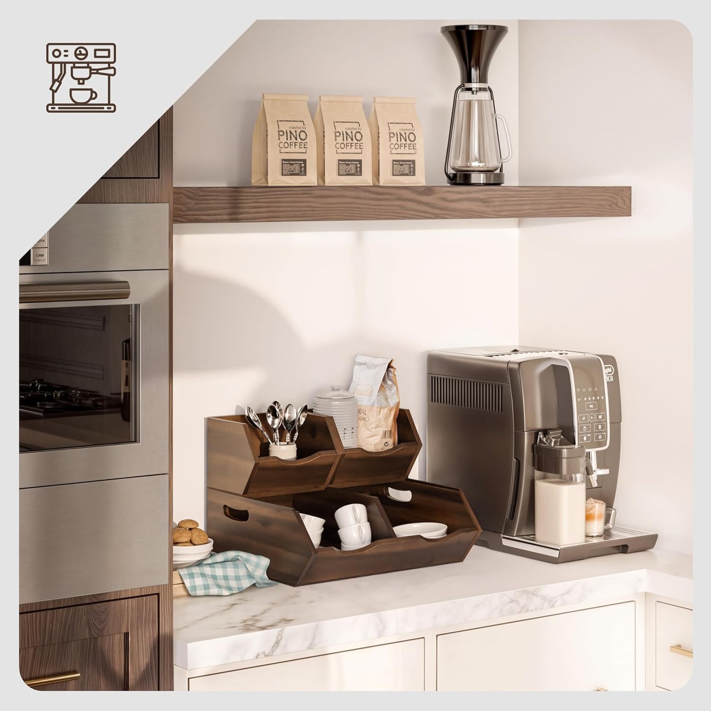 HOLANA Acacia Potato and Onion Storage Bin - Stackable Wooden Storage Bins - Pantry Baskets Organization and Storage - Onion and Potato Storage Bins for Kitchen Storage Organization