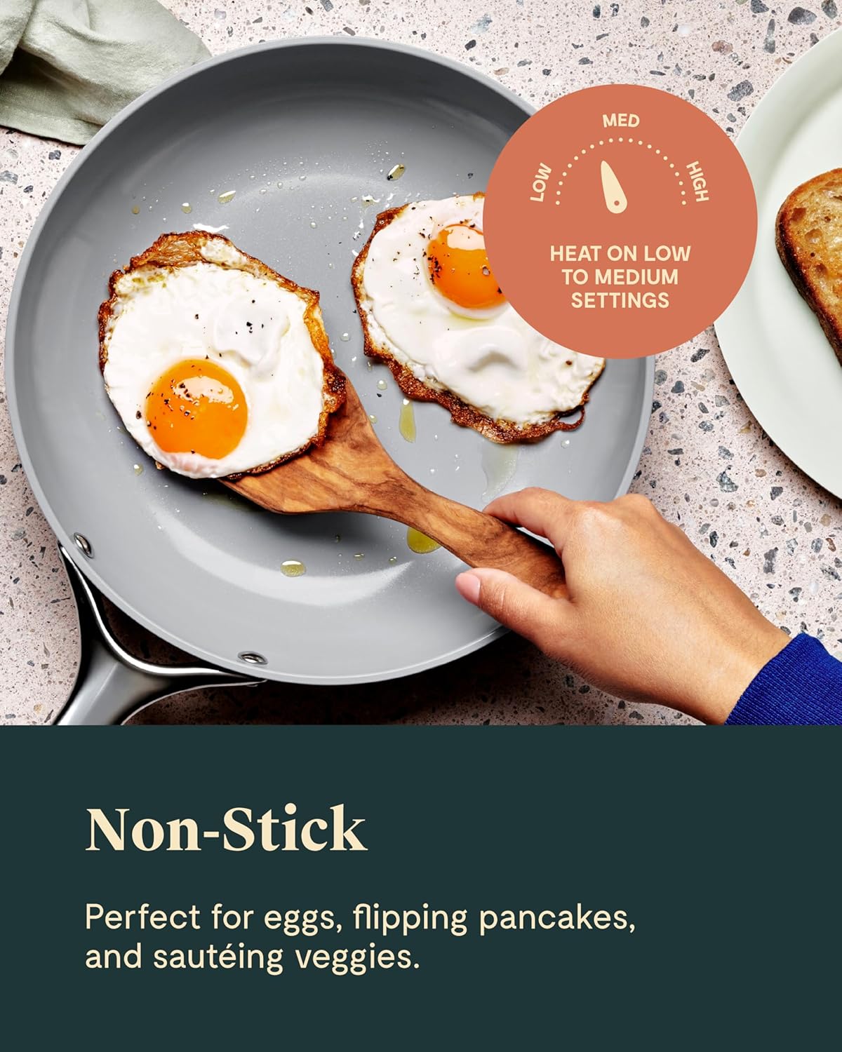 Caraway Nonstick Ceramic Mini Fry Pan With Glass Lid (1.05 qt, 8") - Non Toxic, PTFE & PFOA Free - Oven Safe & Compatible with All Stovetops (Gas, Electric & Induction) - Navy