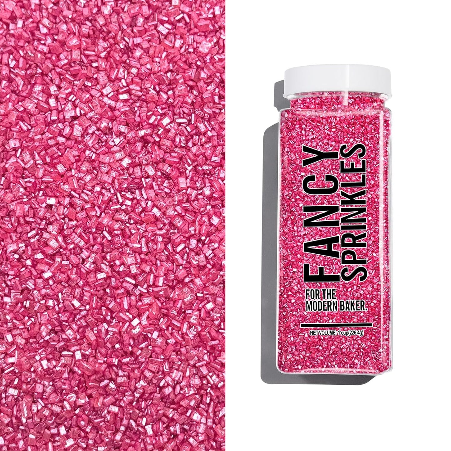 Fancy Sprinkles Tourmaline Pink Fancy Sugar Pearlescent, Sparkly Sugar Crystals (8 OZ)