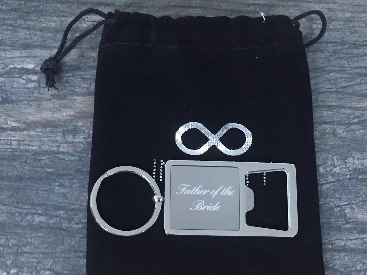 Infinity Collection Father of the Bride Stainless Steel Bottle Opener Keychain, Perfect Wedding Party Gift for Father of the Bride