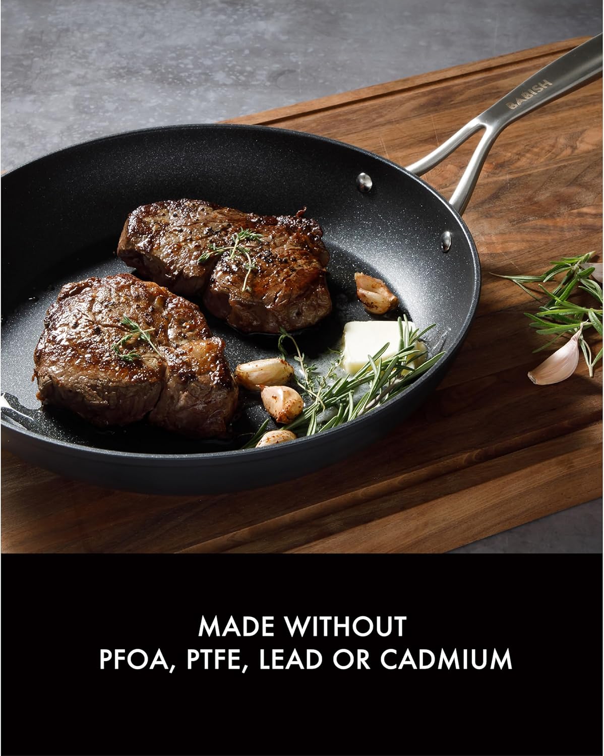 Babish 10 Piece Hard Anodized Laser Titanium Forever Non Stick Technology Durable Pots and Pans Cookware Set - Black