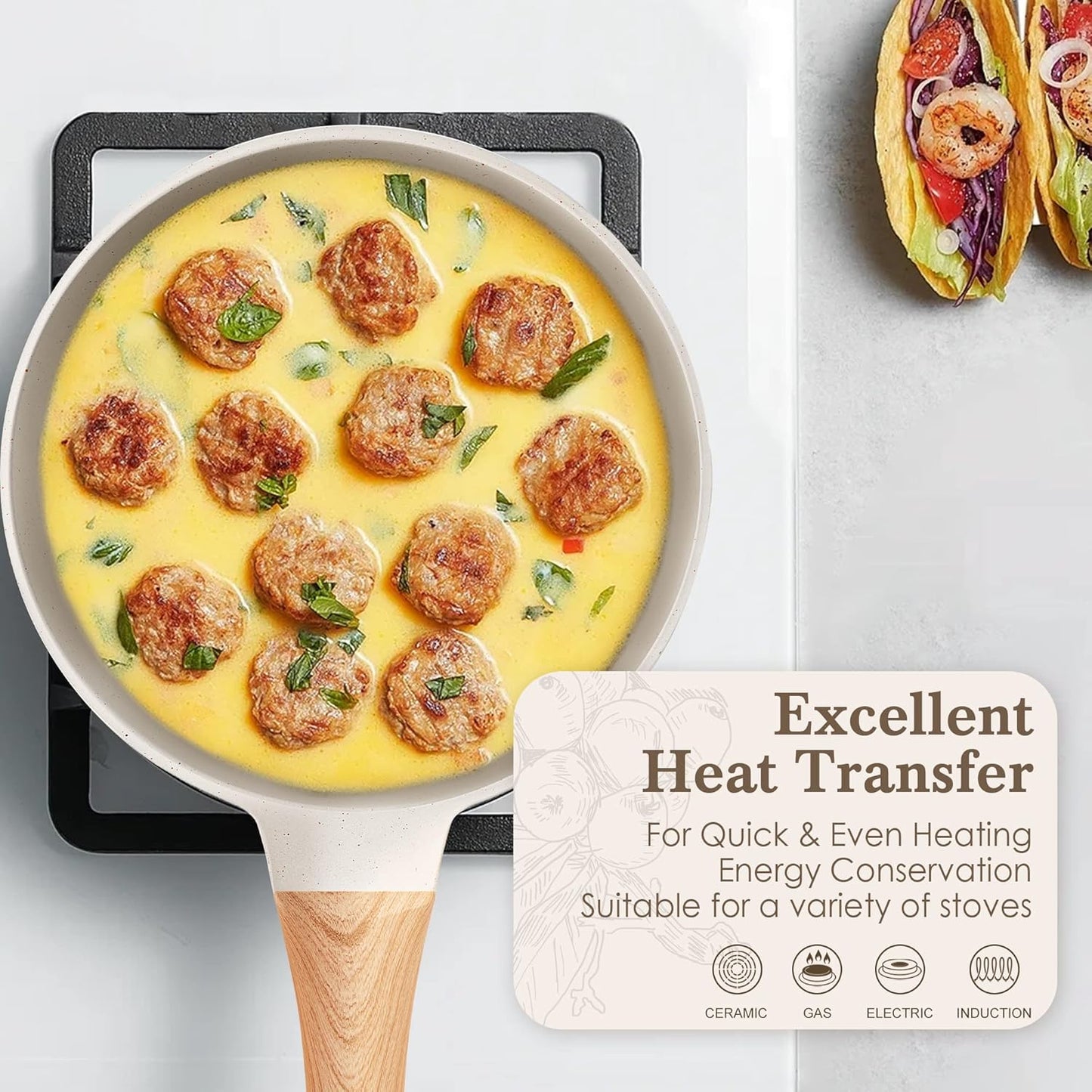 Non-stick Frying Pans Nonstick Frying Pan Set Egg Omelette Pans for Cooking Set, Healthy Granite Skillet Set Kitchen Induction Cookware Chef's Pan Christmas Gift, 8", 9.5" &11"