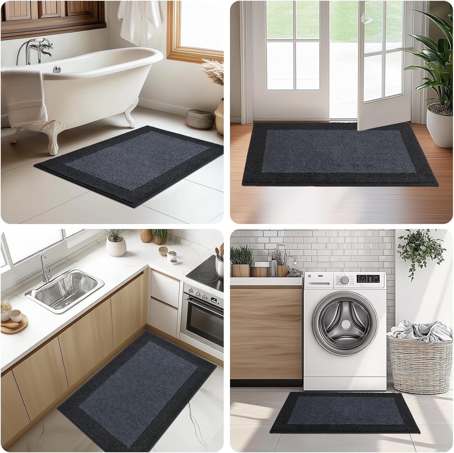 Machine Washable Kitchen Rug 32" x 48", Non Slip Indoor Door Rug, Absorbent Entrance Runner Rug for Bedroom, Hallway, Bathroom, Floor
