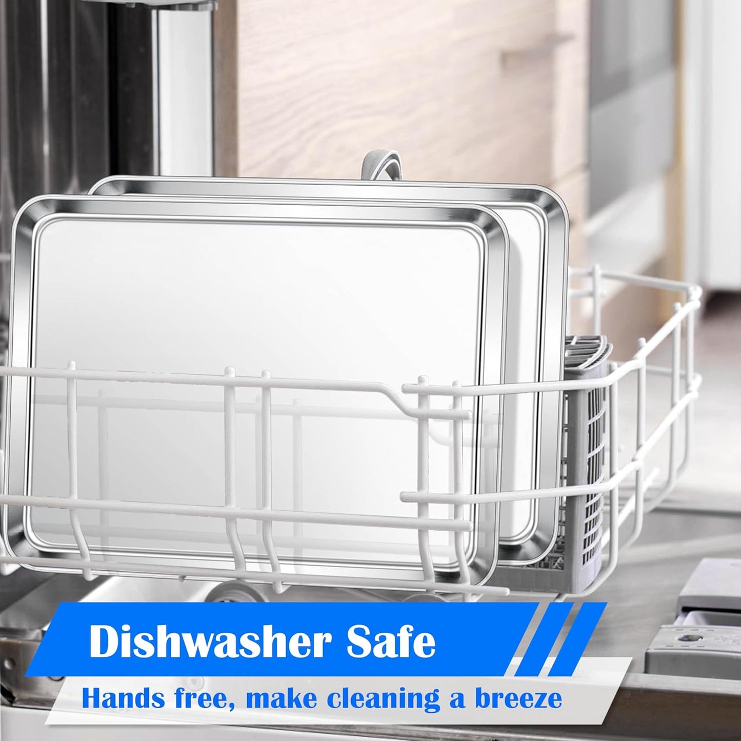 E-far Large Baking Sheets Set of 4, 20”x14” Stainless Steel Cookie Sheet Pans for Oven, Non Toxic Big Metal Baking Tray for Cake Cookies, Healthy & Rust Free, Mirror Finish & Dishwasher Safe