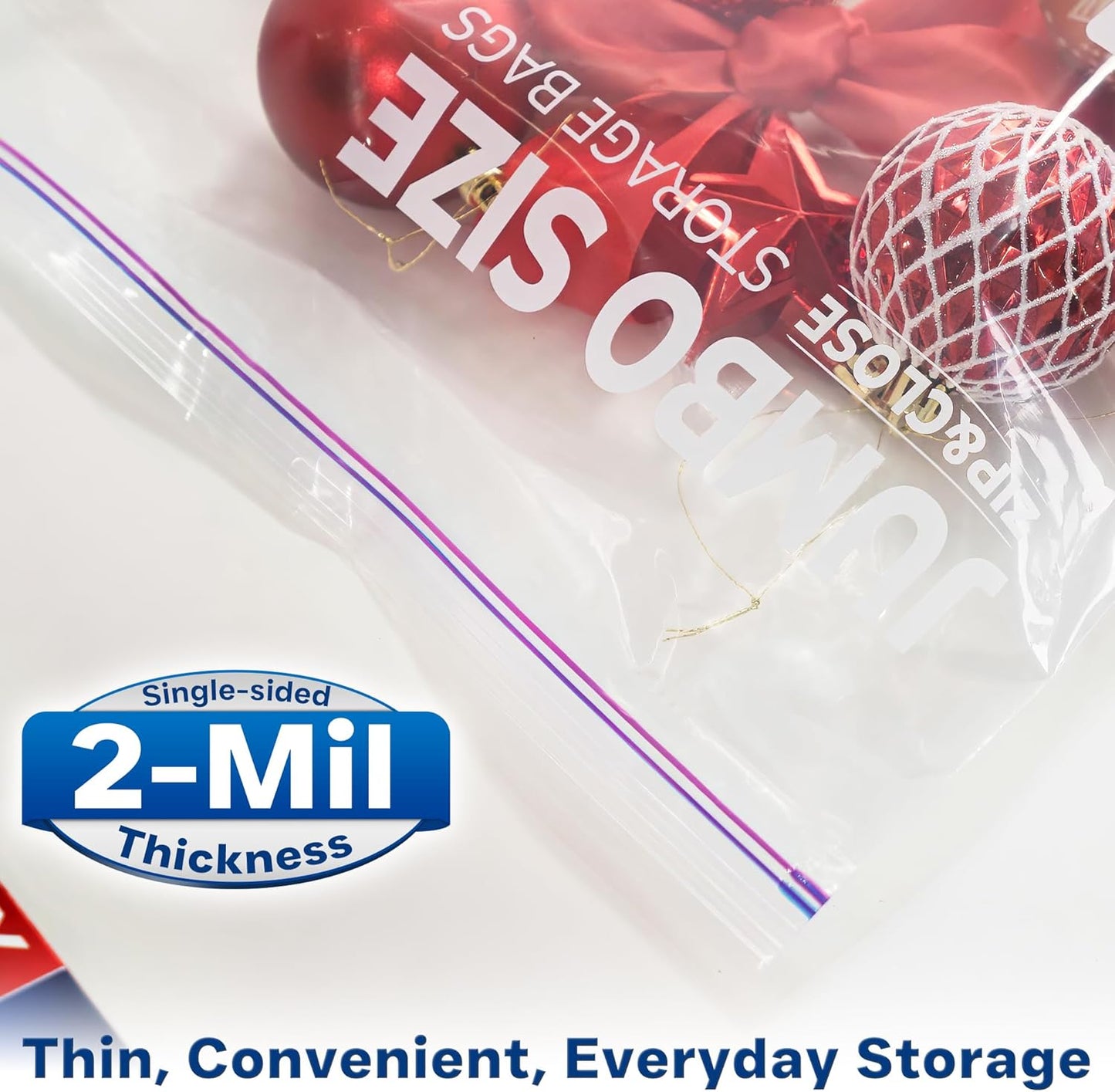 Large Storage Bags, 16"x20" Jumbo Plastic Bag, BPA Free, 3.5 Gallon XL Zipper Lock Baggies for Clothes Pillow Travel Moving - 100 Roomy Bags