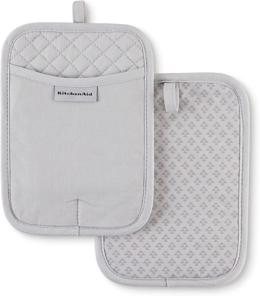 KitchenAid Asteroid Pot Holder 2-Pack Set, Matte Grey, 7"x10"
