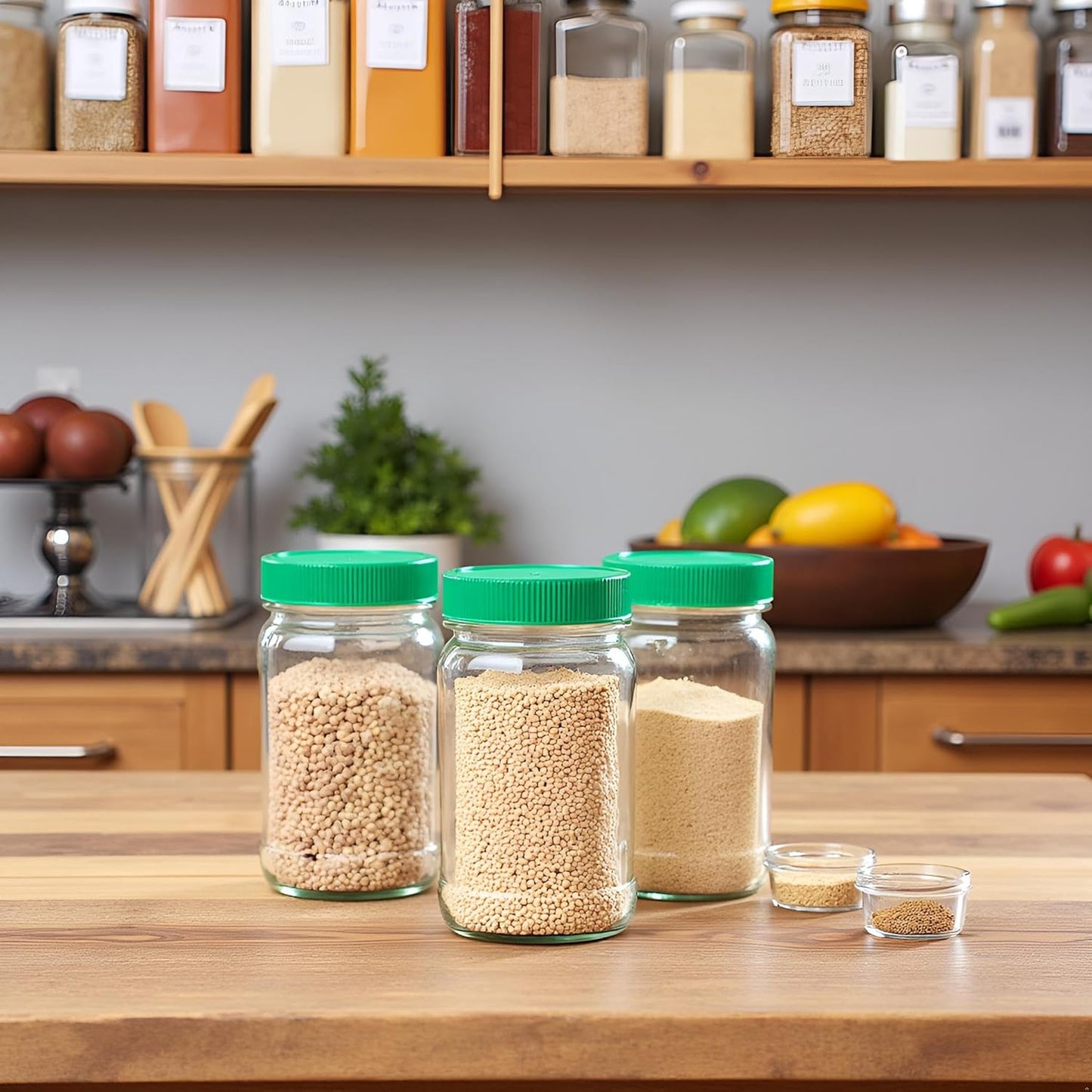 JARMING COLLECTIONS 16oz Glass Mason Jars with BPA-Free Plastic Lids – Regular Mouth Pint Mason Drinking and Storage Jars for Kitchen, Pantry, Canning, and Food Storage