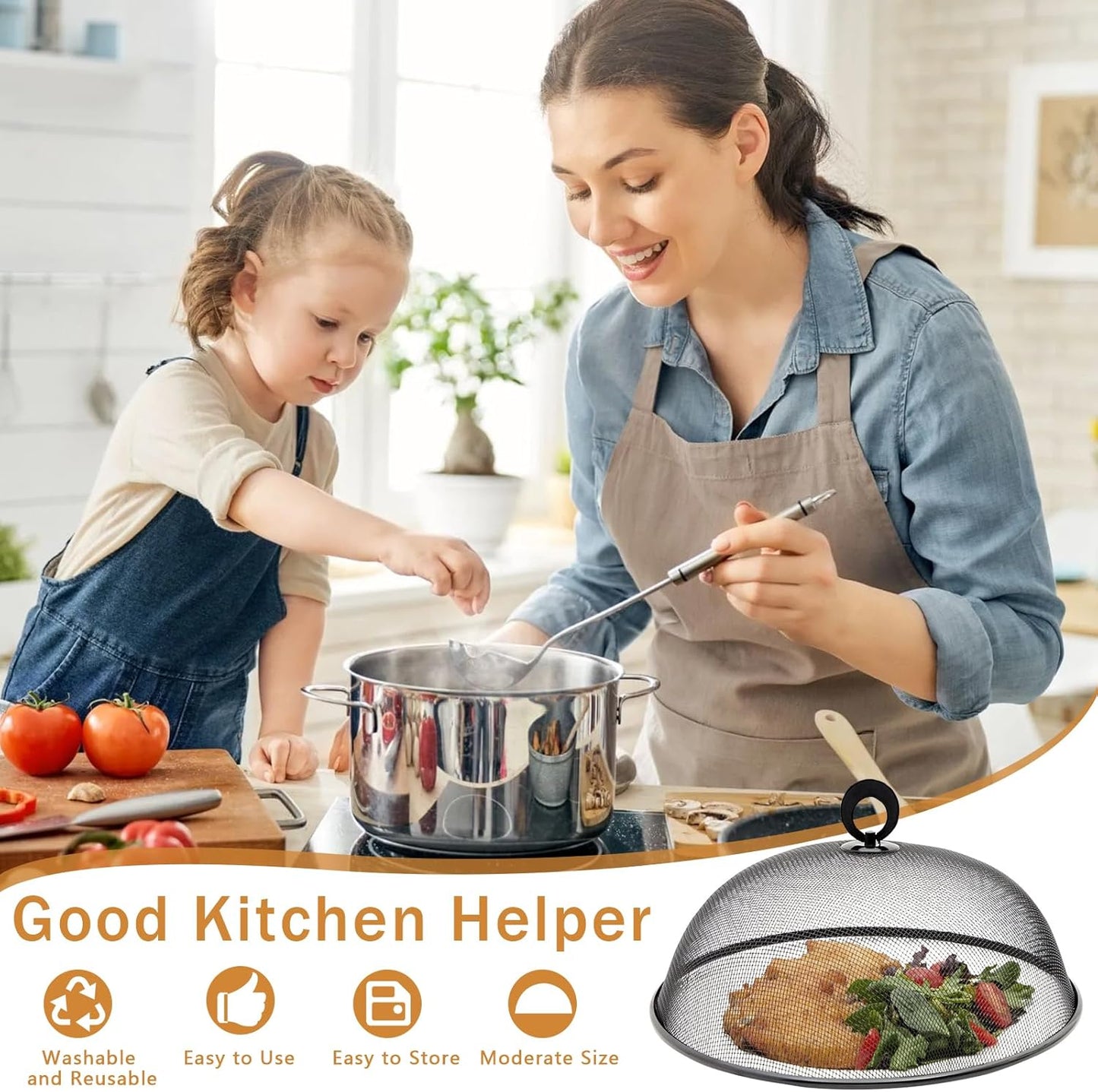 8 Pcs Metal Mesh Screen Food Cover for Outdoors Set Including 2 Pcs Extra Large 18.5 in Mesh Food Tents for Outdoor 6 Pcs 11 in Large Dome Picnic Food Covers Mesh Food Covers