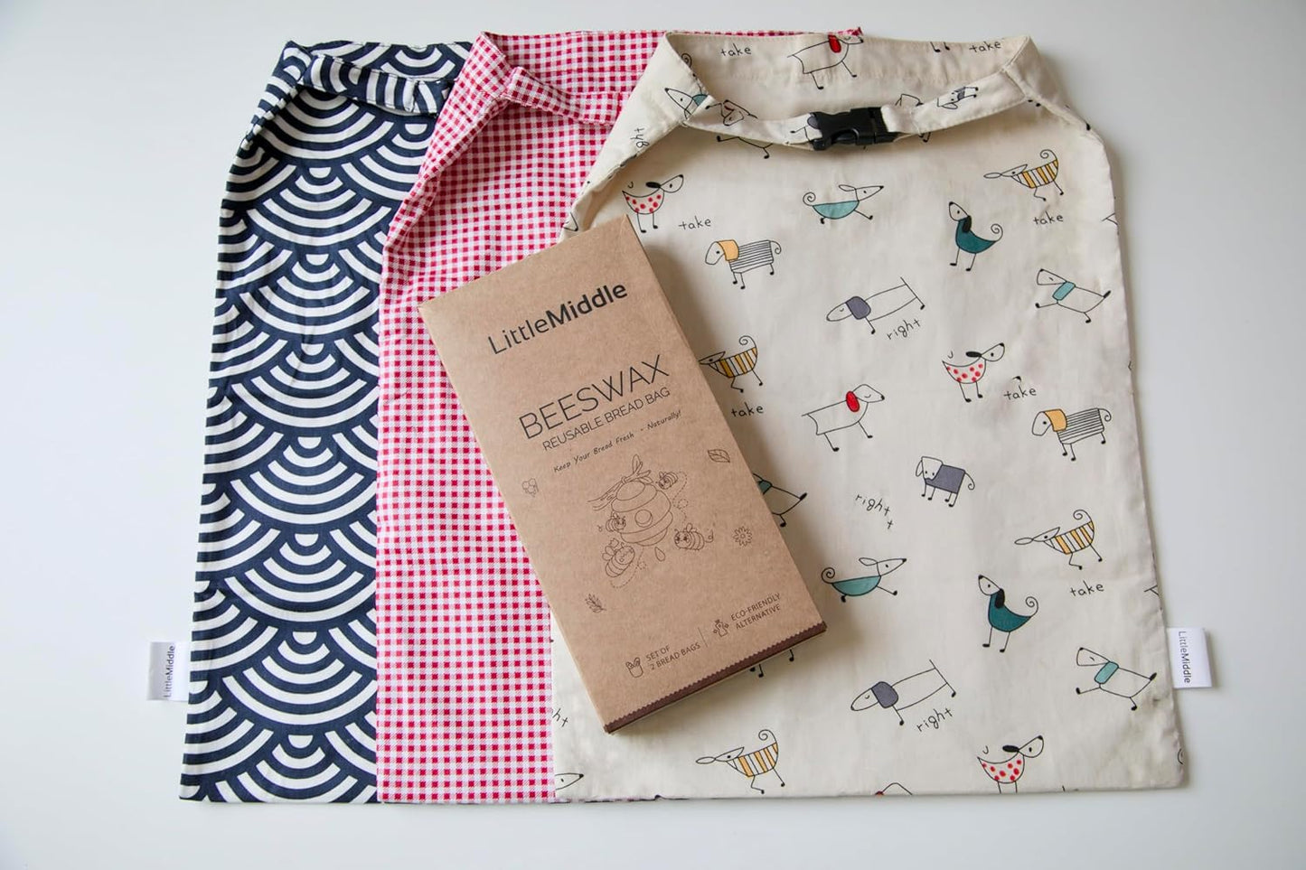 2 XL Beeswax Bread Bags for Homemade Sourdough, Produce, Sandwiches & Lunchbox Use - Reusable Bread Storage Bags, Washable (2-Pack)