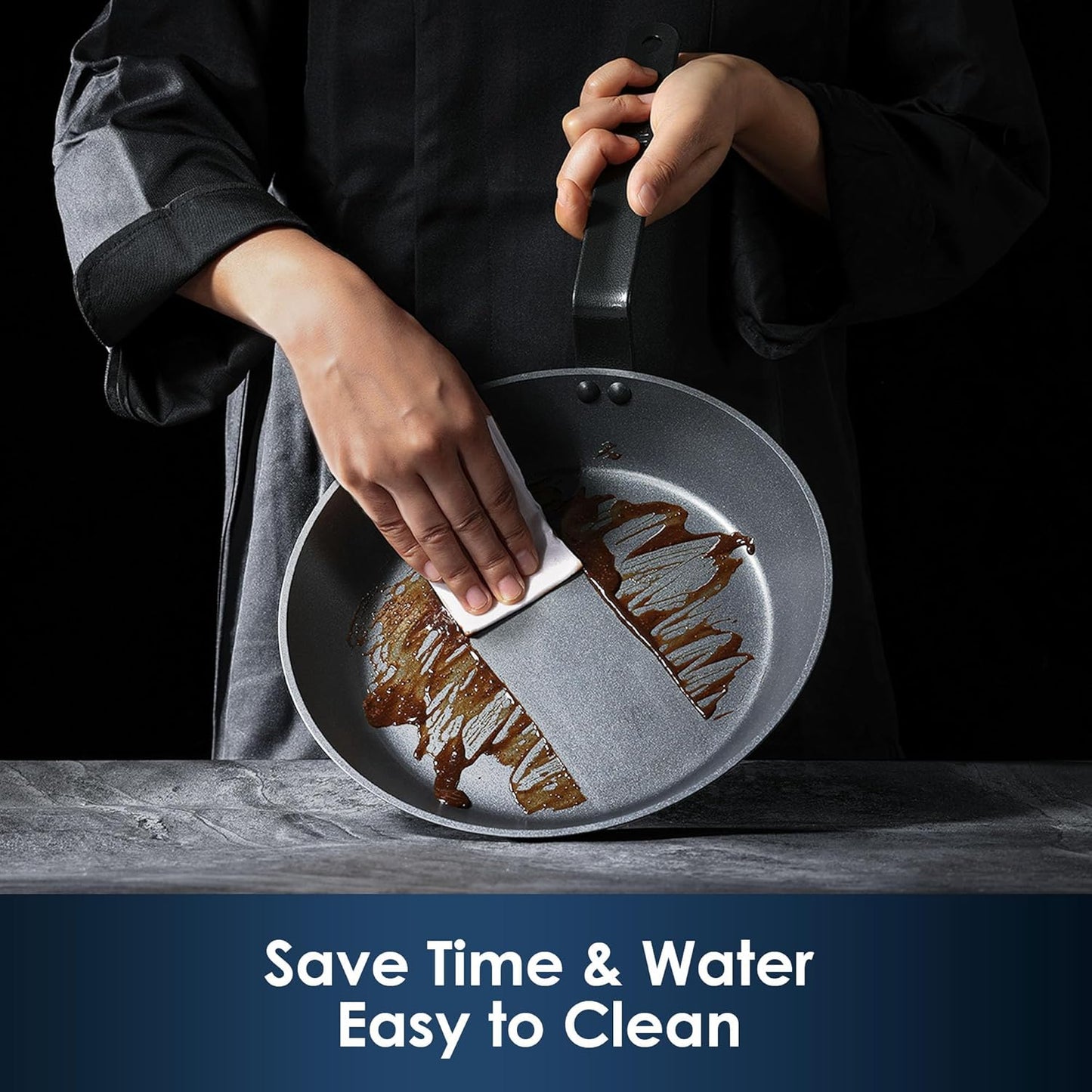 SENSARTE Nonstick Frying Pan Set 3-Piece, Oven Safe Skillets with Swiss Coating, Induction Compatible Chef Pan Set, Dishwasher Safe Cooking Pans, PFOA PFOS Free, 8, 10 and 12 Inch