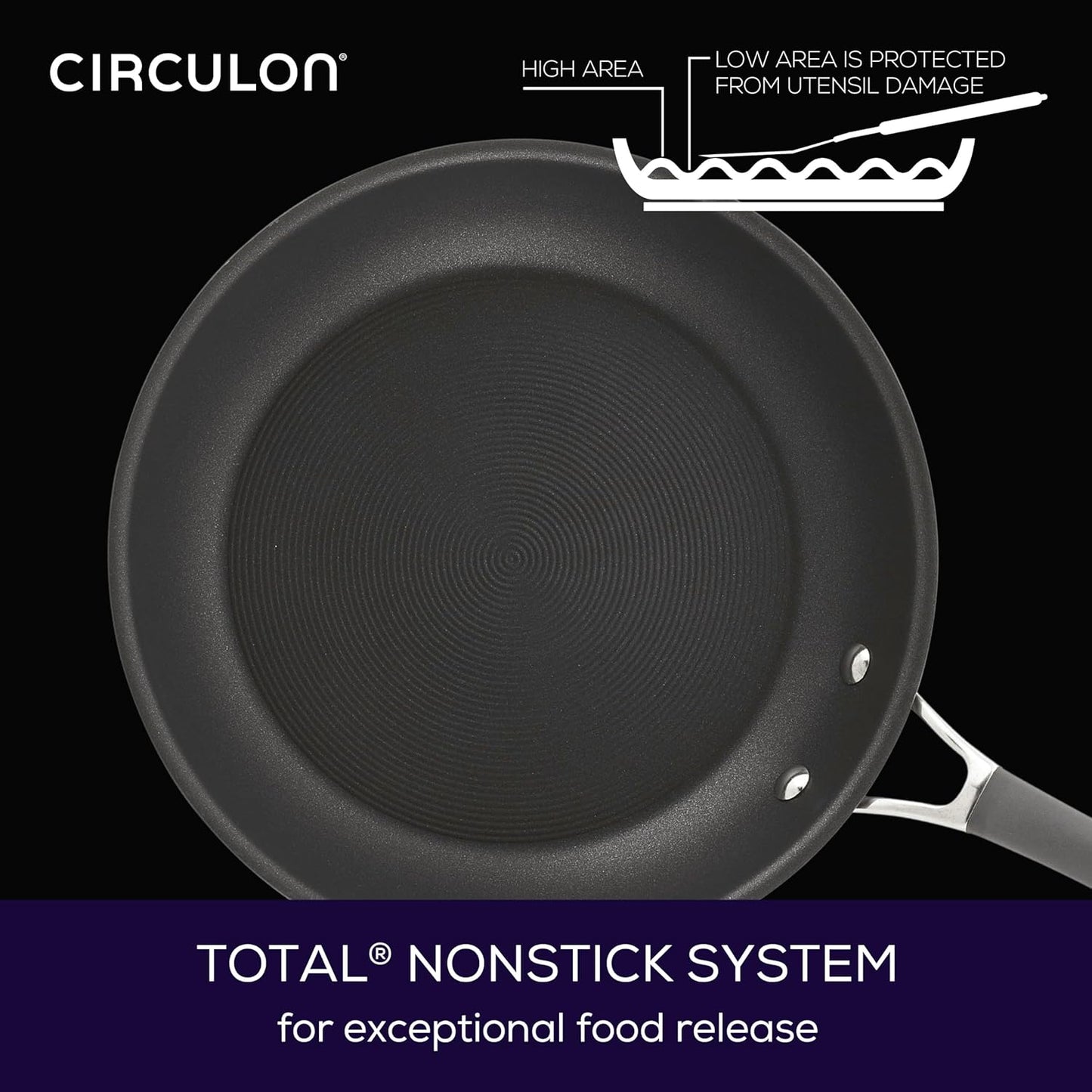 Circulon Radiance Deep Hard Anodized Nonstick Frying Pan /Skillet with Lid - 12 Inch, Gray