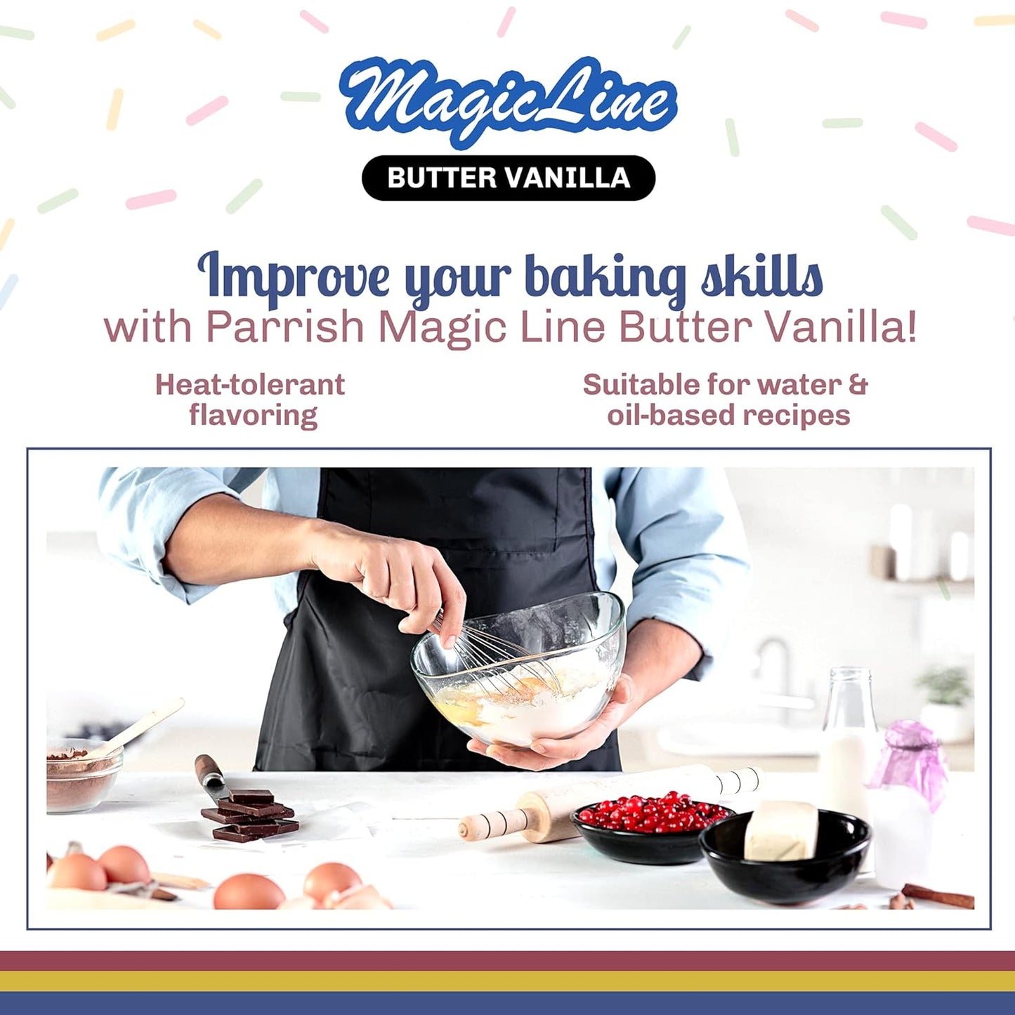 Magic Line Butter Vanilla Flavoring Oil for Baking - Replaces Vanilla Flavor Extracts (32 Ounces)