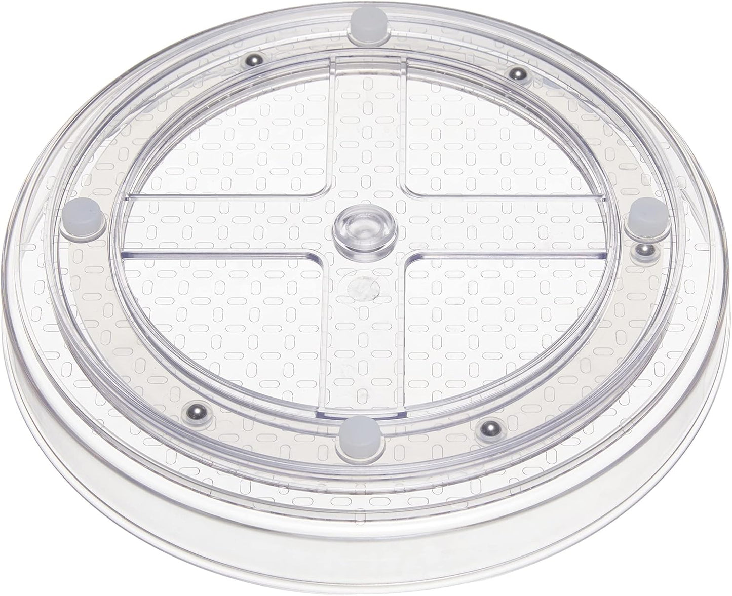 Amazon Basics 2 Tier Lazy Susan Turntable Organizer, 9" Diameter, 2-Pack, Clear