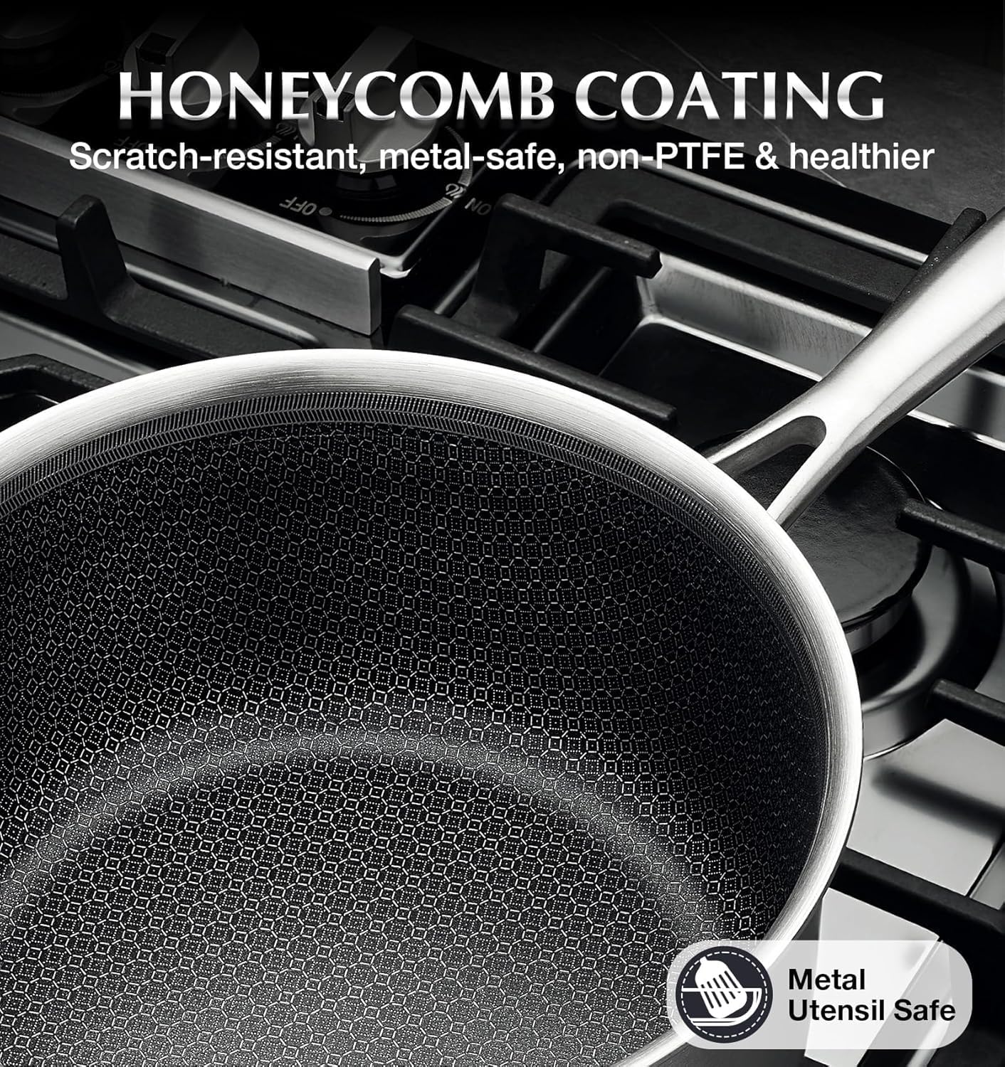 KOCH SYSTEME CS Hybrid Nonstick Stainless Steel Saucepan Set with Steamer Insert, 7PCS Triply Stainless Steel Pot Set 1Qt, 2Qt & 3Qt, 18/10 Steel Sauce Pan Set with Lids, Induction & Oven Safe