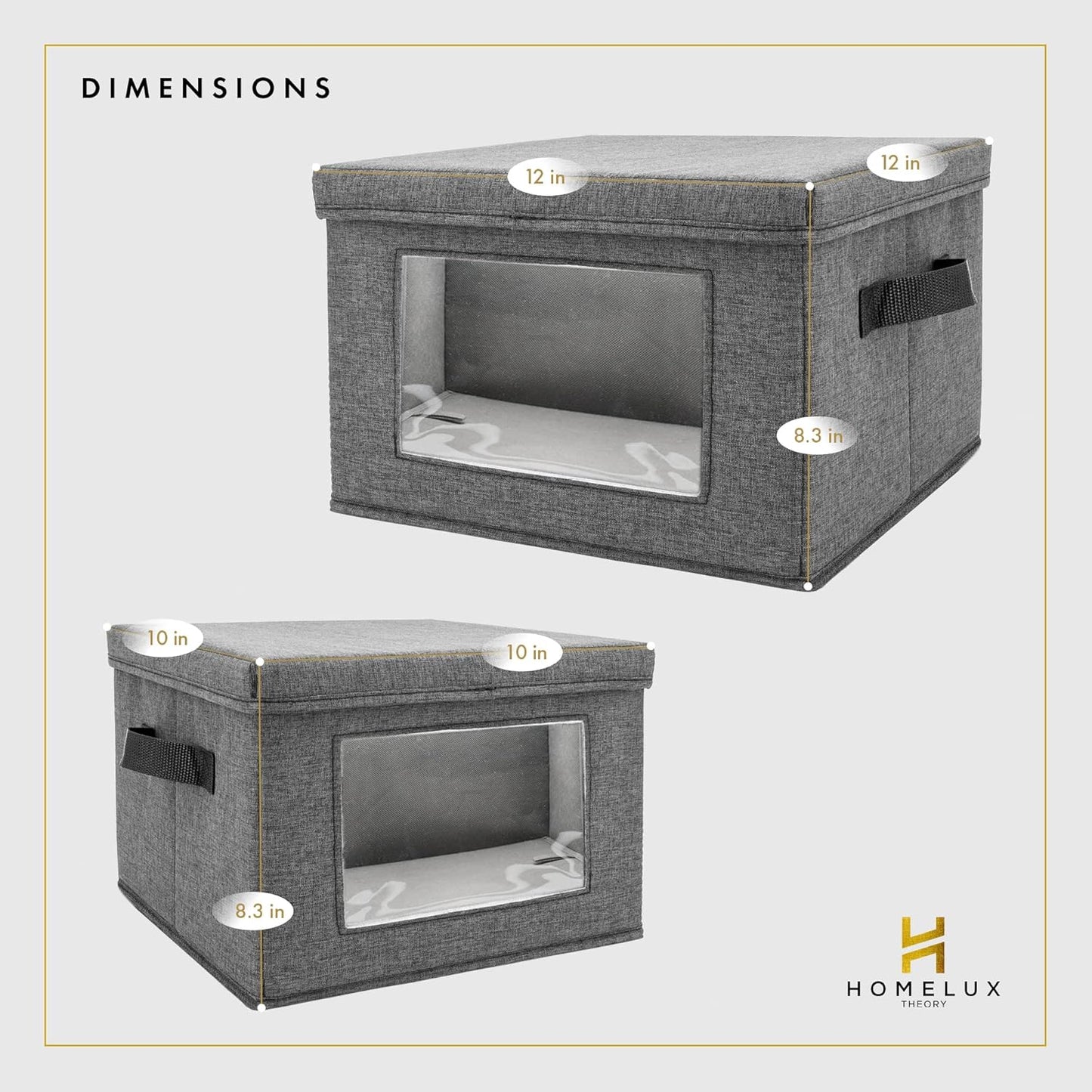 HOMELUX THEORY Hard Shell China Storage Containers for Dishes, 2pcs 10"x8" Plate Storage, Square Storage Containers with Lid, Heavy Duty Fine China Dish and Dinnerware Storage with 30 Felt Pads